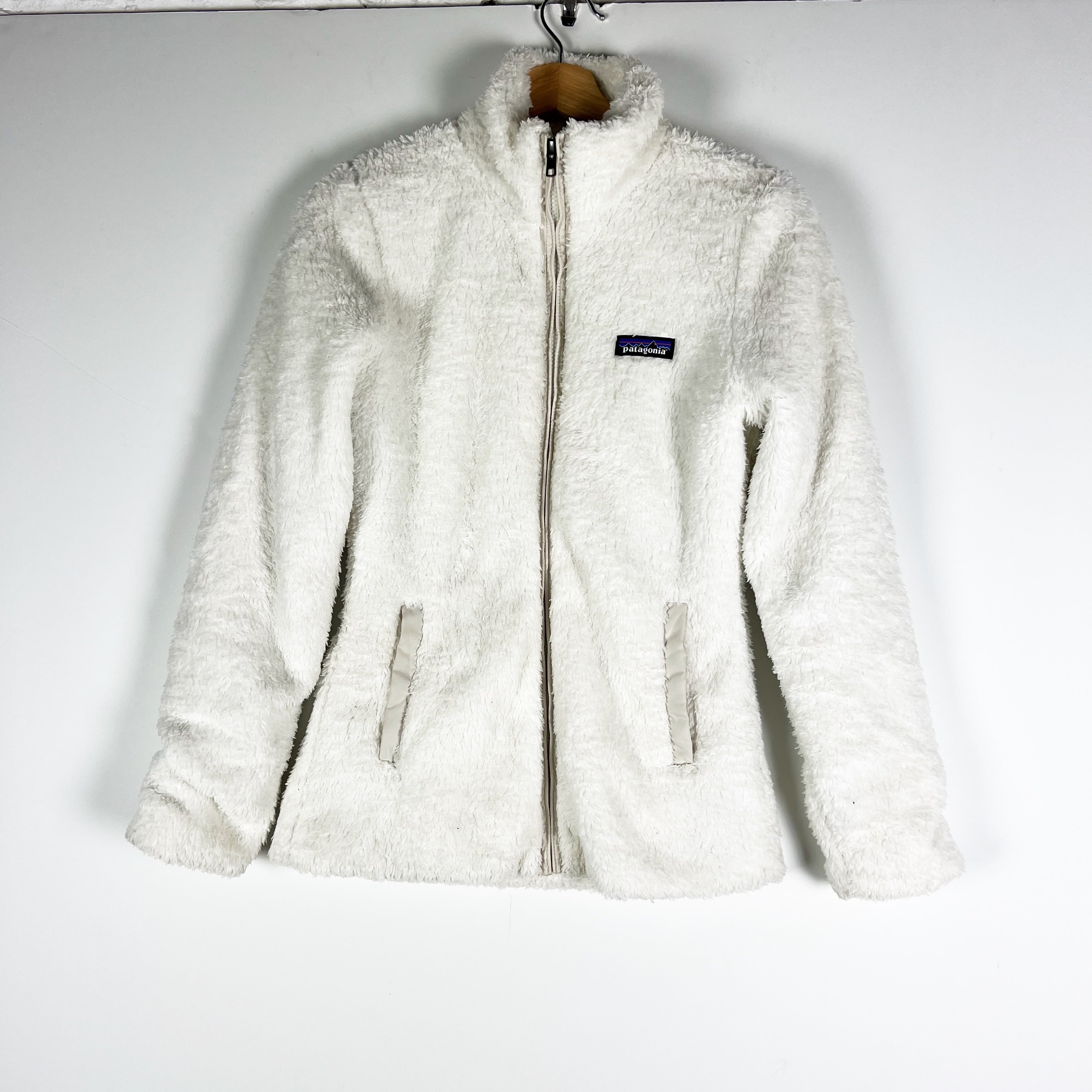 Patagonia Women's Los Gatos Fuzzy Shearling Full Zip Jacket Ivory White XS