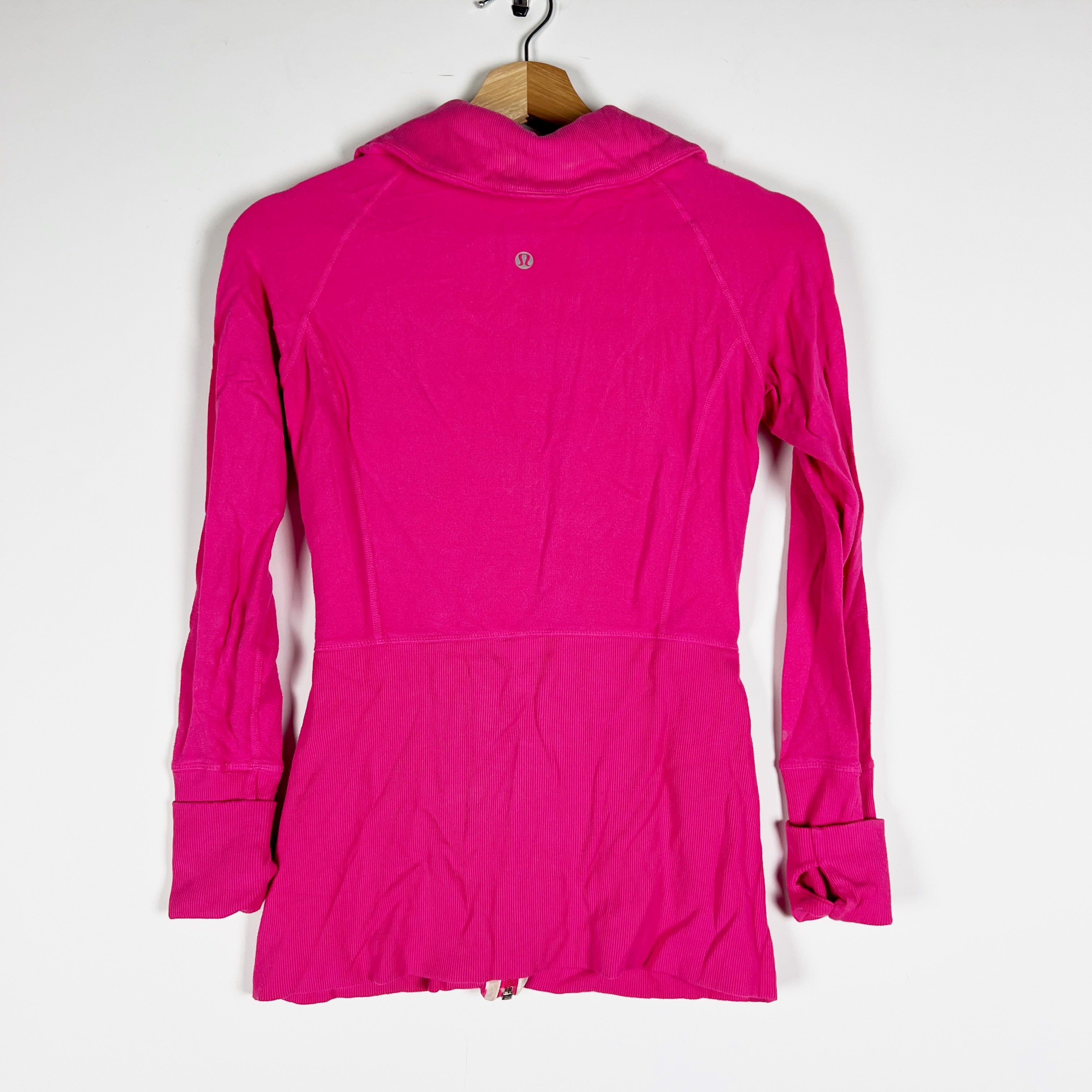 Lululemon Women's Cotton Full Zip Athletic Work Out Jacket Solid Pink 4