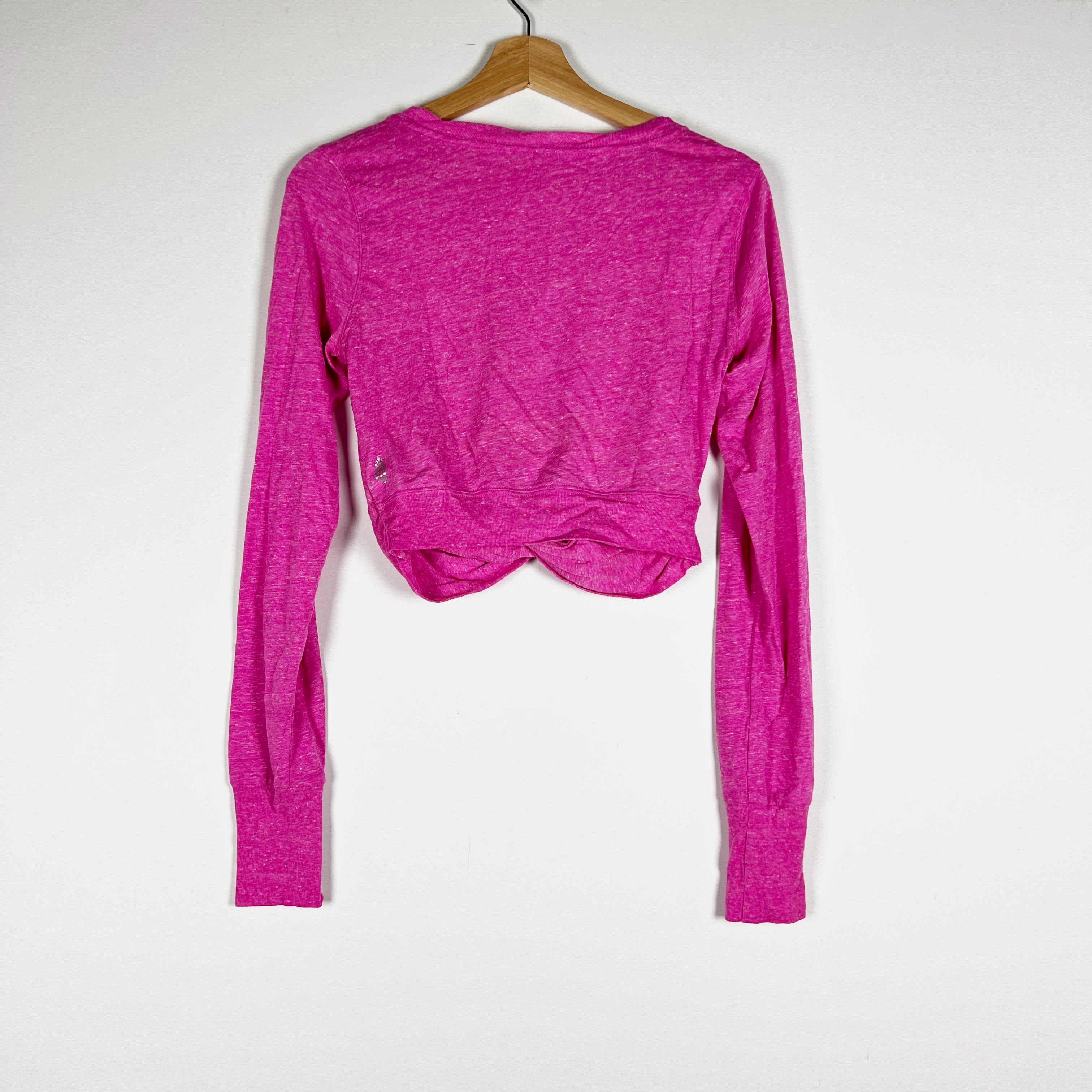 Free People FP Movement Undertow Twist Knot Front Long Sleeve Crop Top Sweater