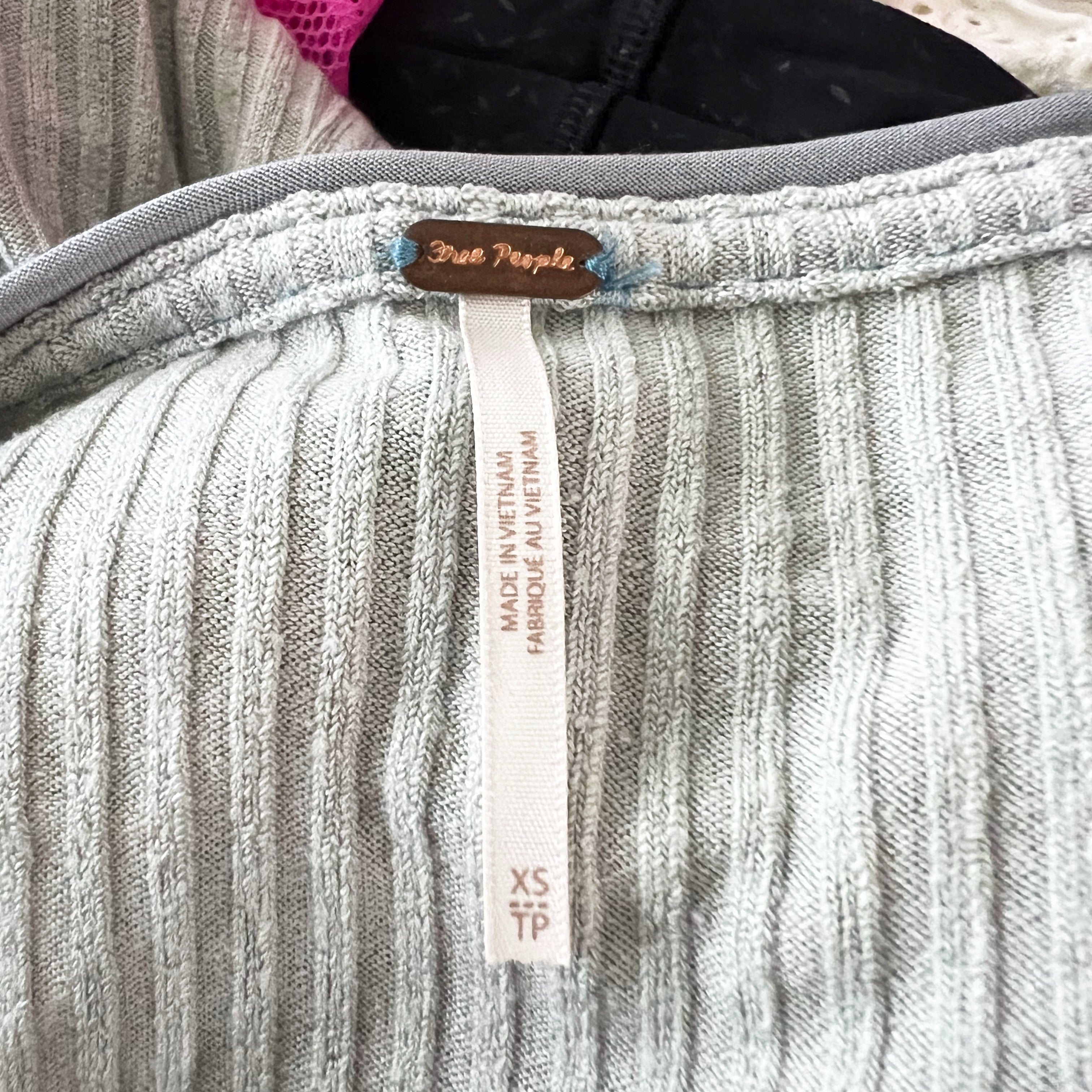 Free People Layer Me Floral Print Ribbed Henley Shirt Sweater Top In Grey Combo