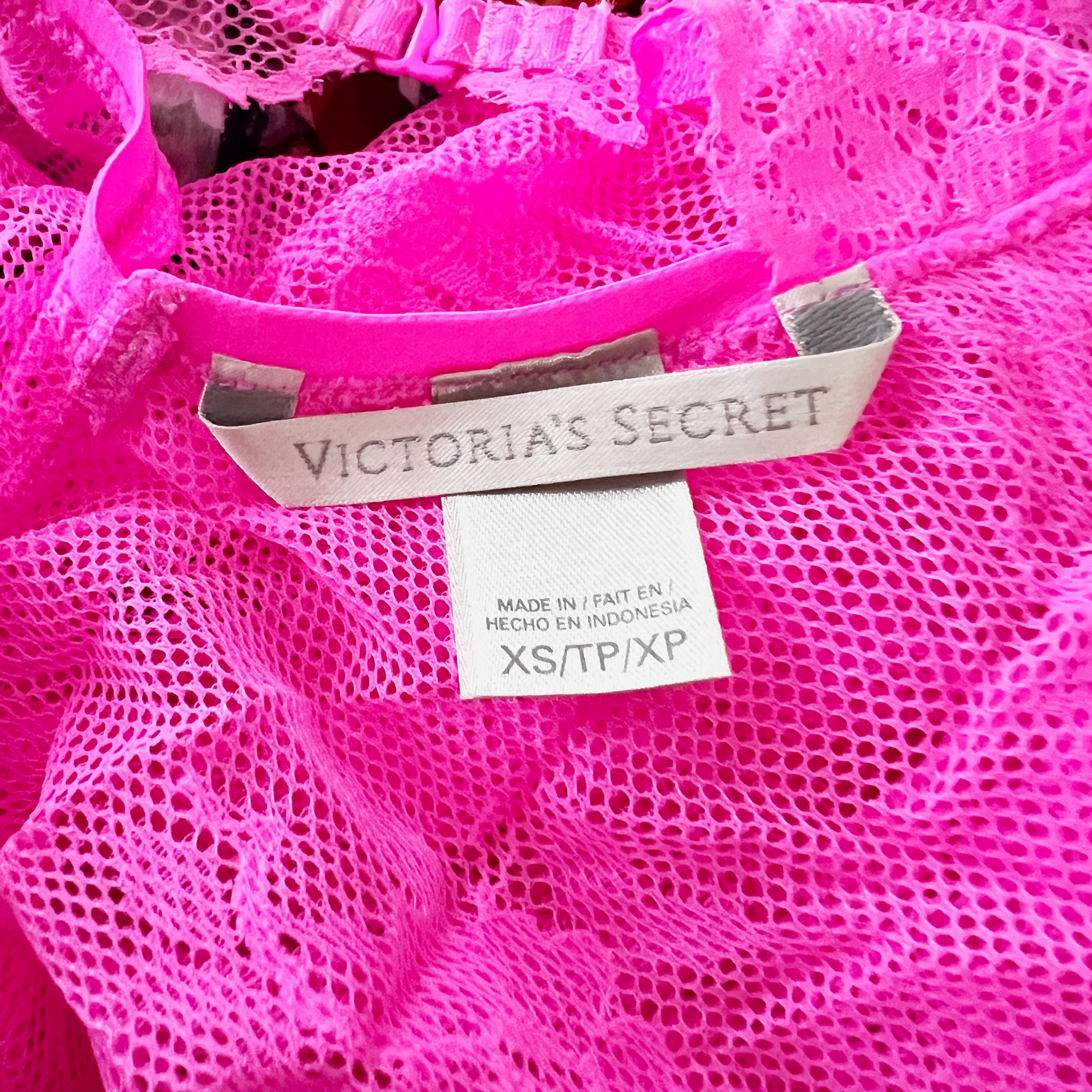 Victoria's Secret Women's Allover Sheer Lace Halterneck Lingerie Top Neon Pink