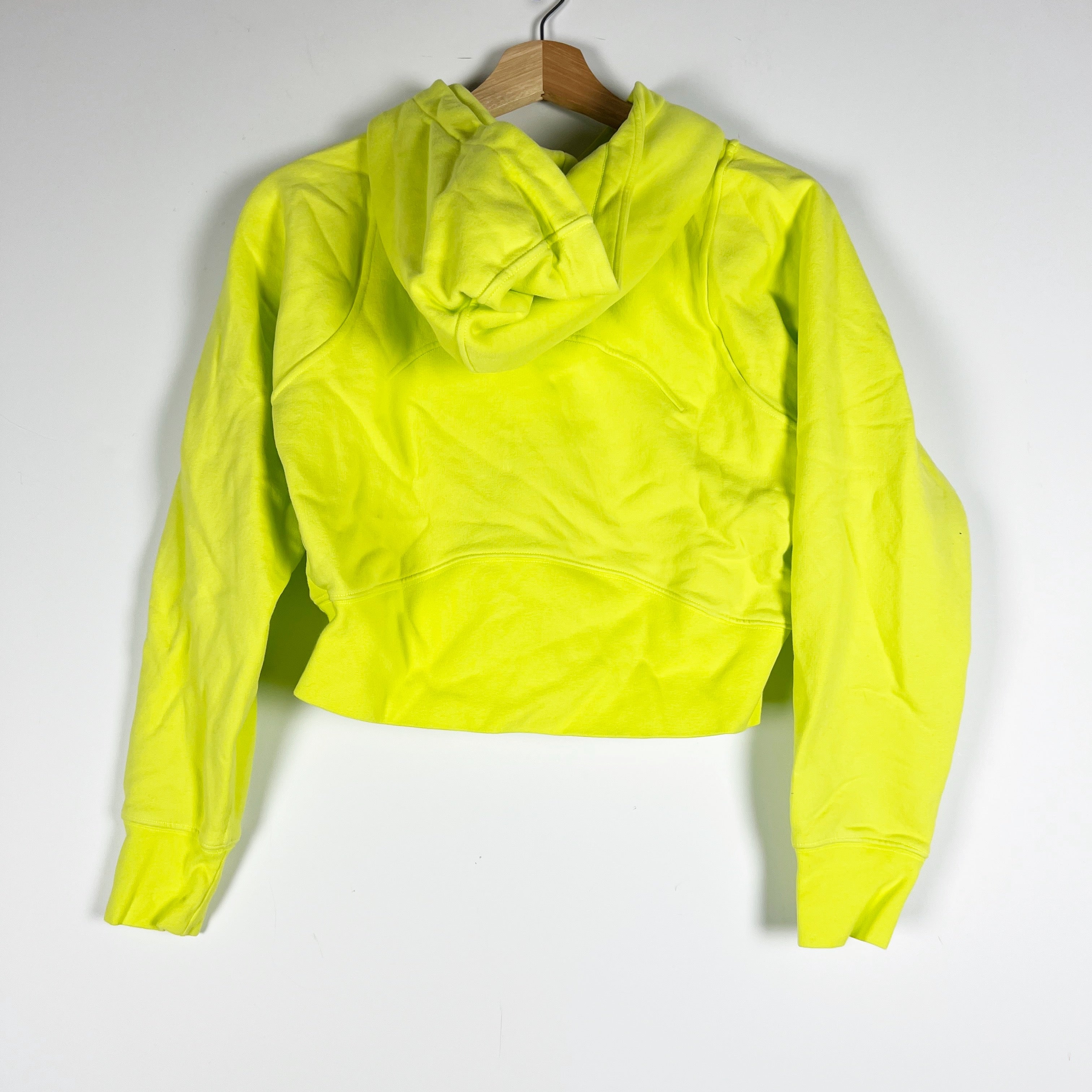 Lululemon Women's Loungeful Cropped Cotton Fleece Hoodie Sweater Electric Lemon