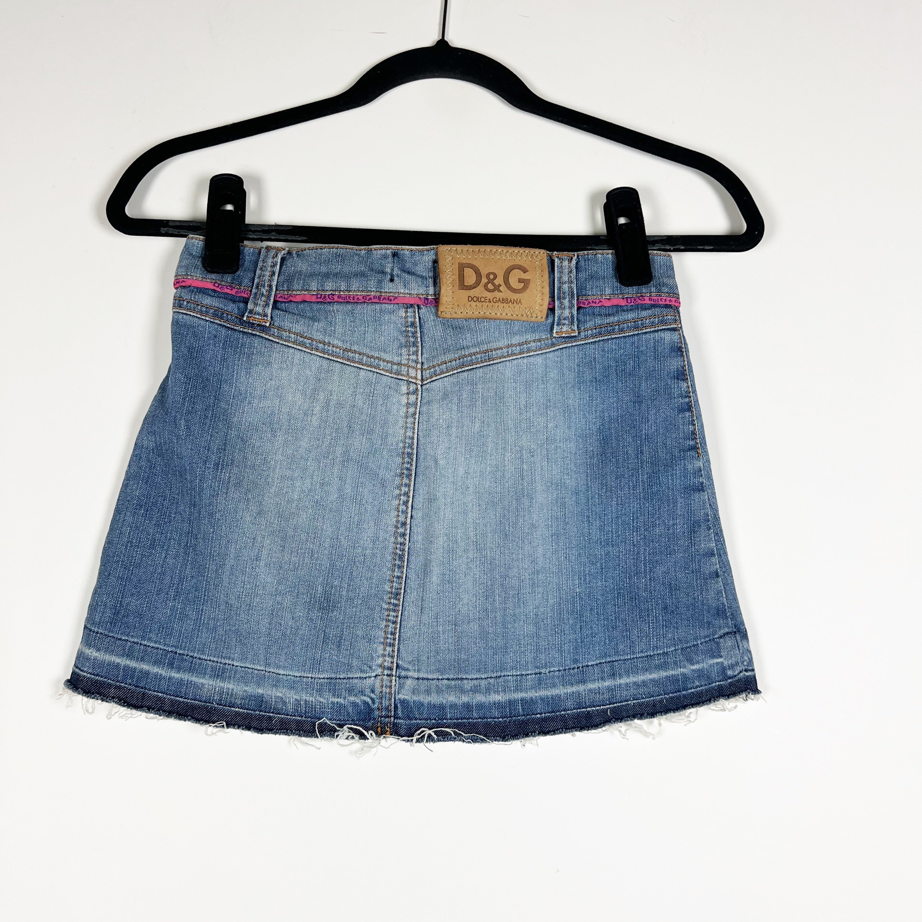 Dolce And Gabbana D&G Vintage Cotton Jean Denim Embroidered Mini Skirt Y2K XS