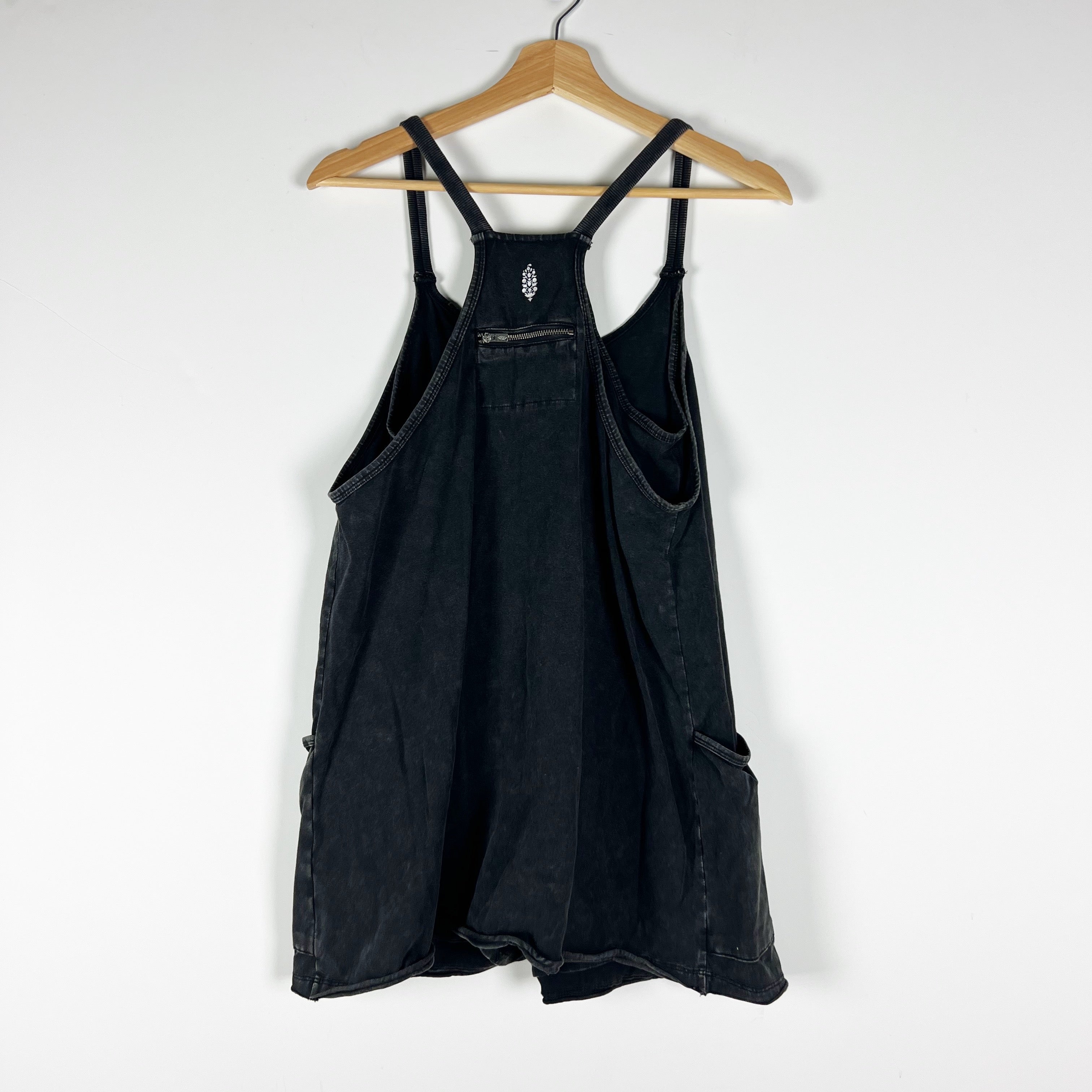 Free People FP Movement Hot Shot Cotton Stretch Multi Pocket Mini Dress Black S