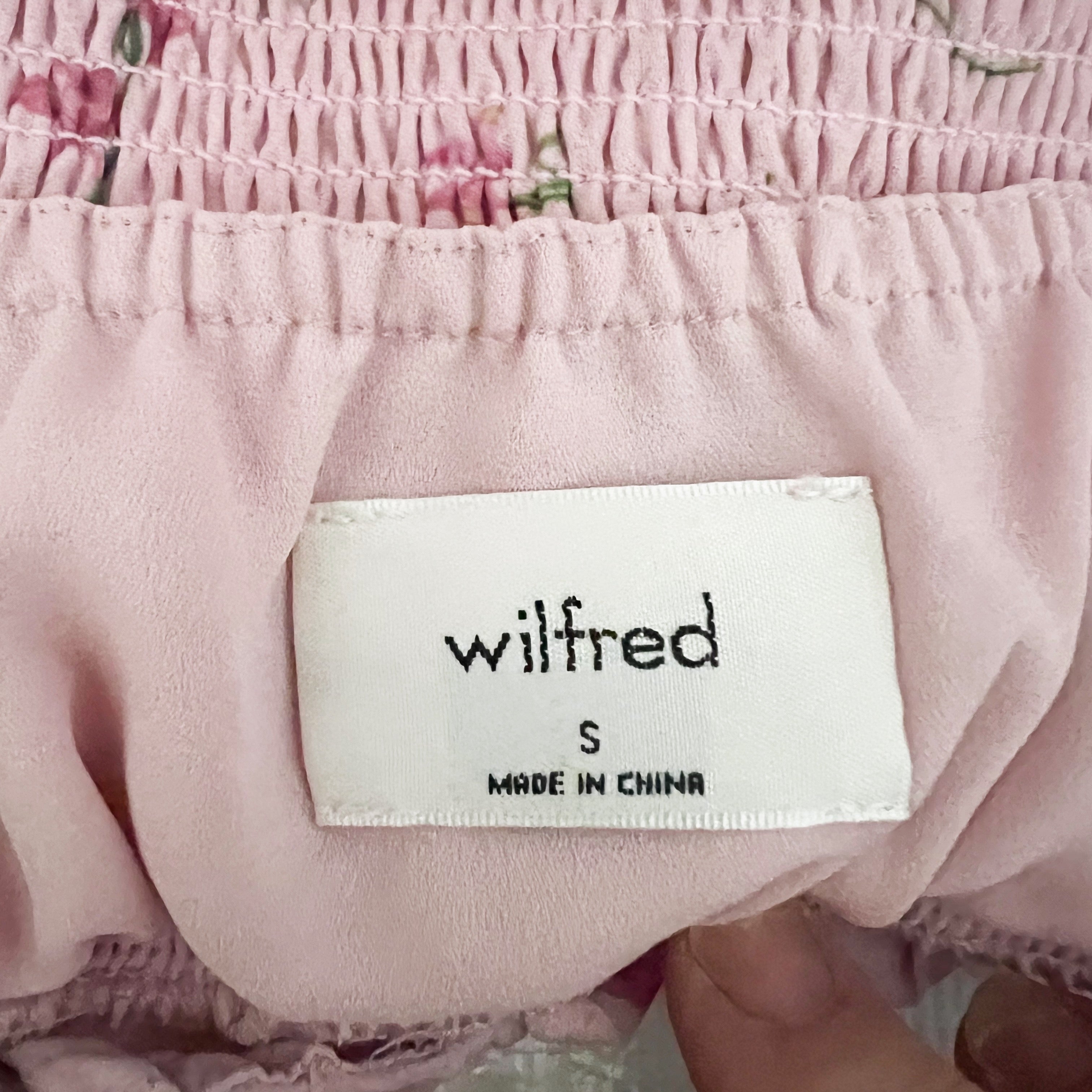 Wilfred Aritzia Genoa Chiffon Smocked Bodice Spring Medley Pink Floral Dress S