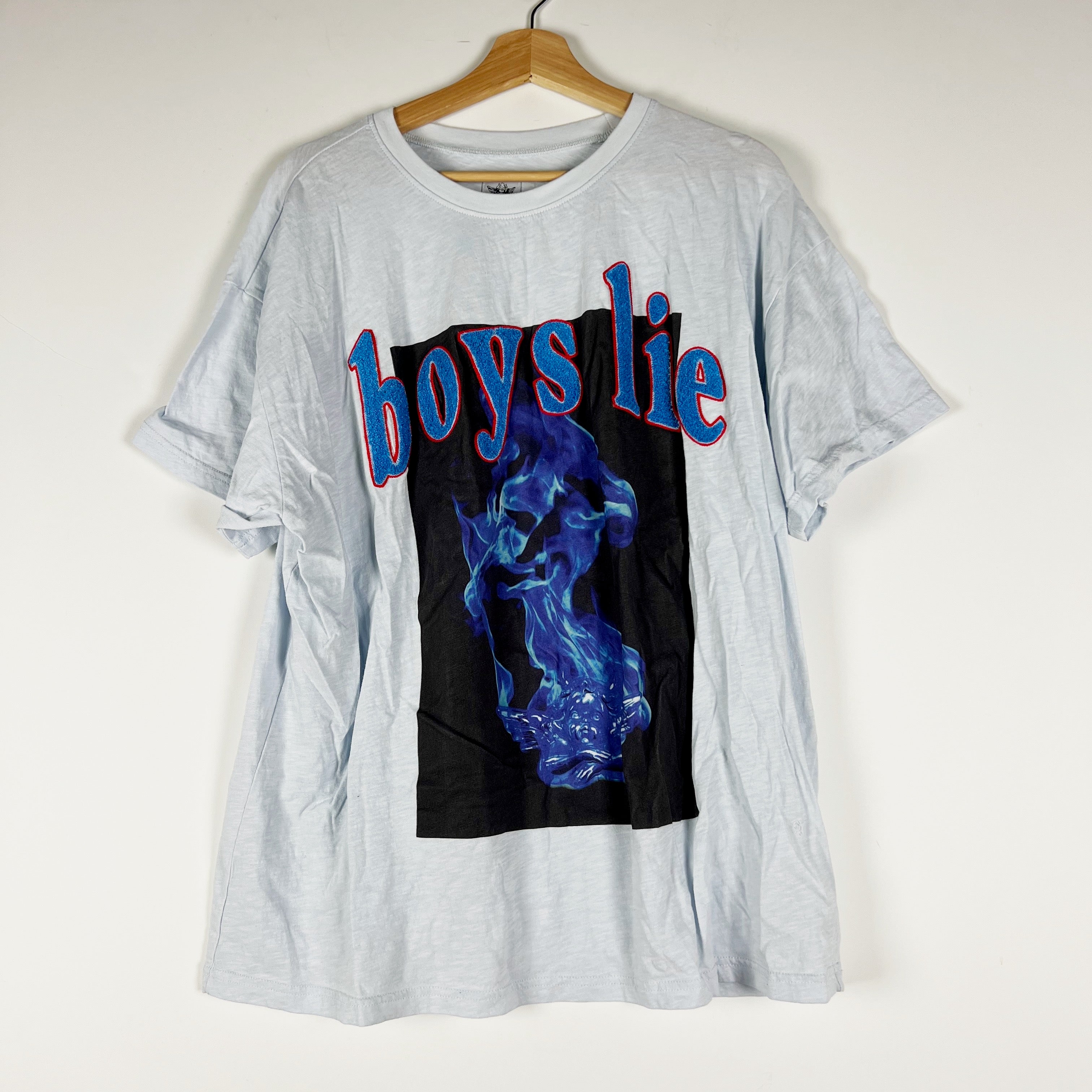 Boys Lie Fire Electric Love Fair Play Graphic Print Pattern Crew Neck Tee Shirt