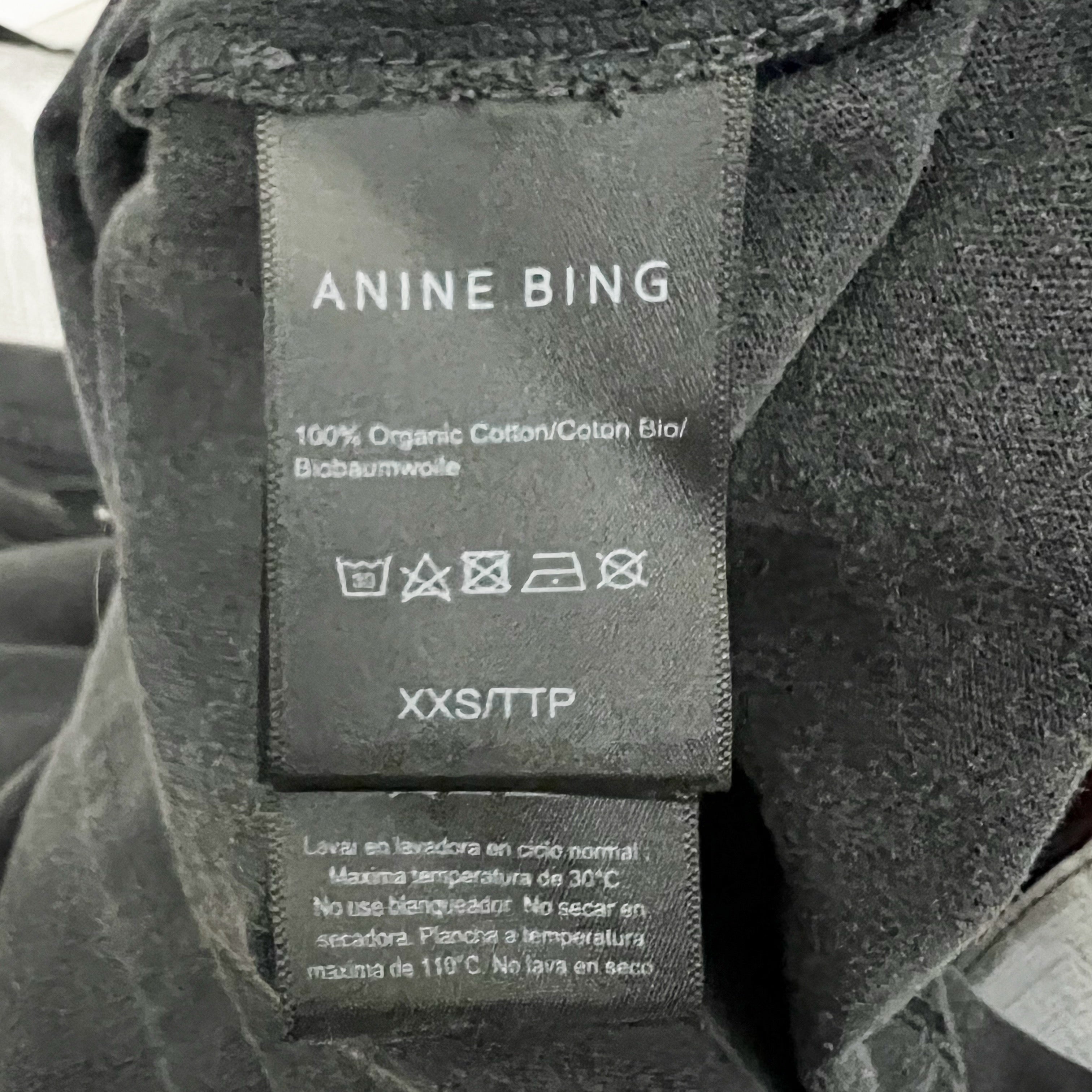 Anine Bing BING Lightning Bolt Graphic Print Cotton Crew Neck Tee Shirt Black