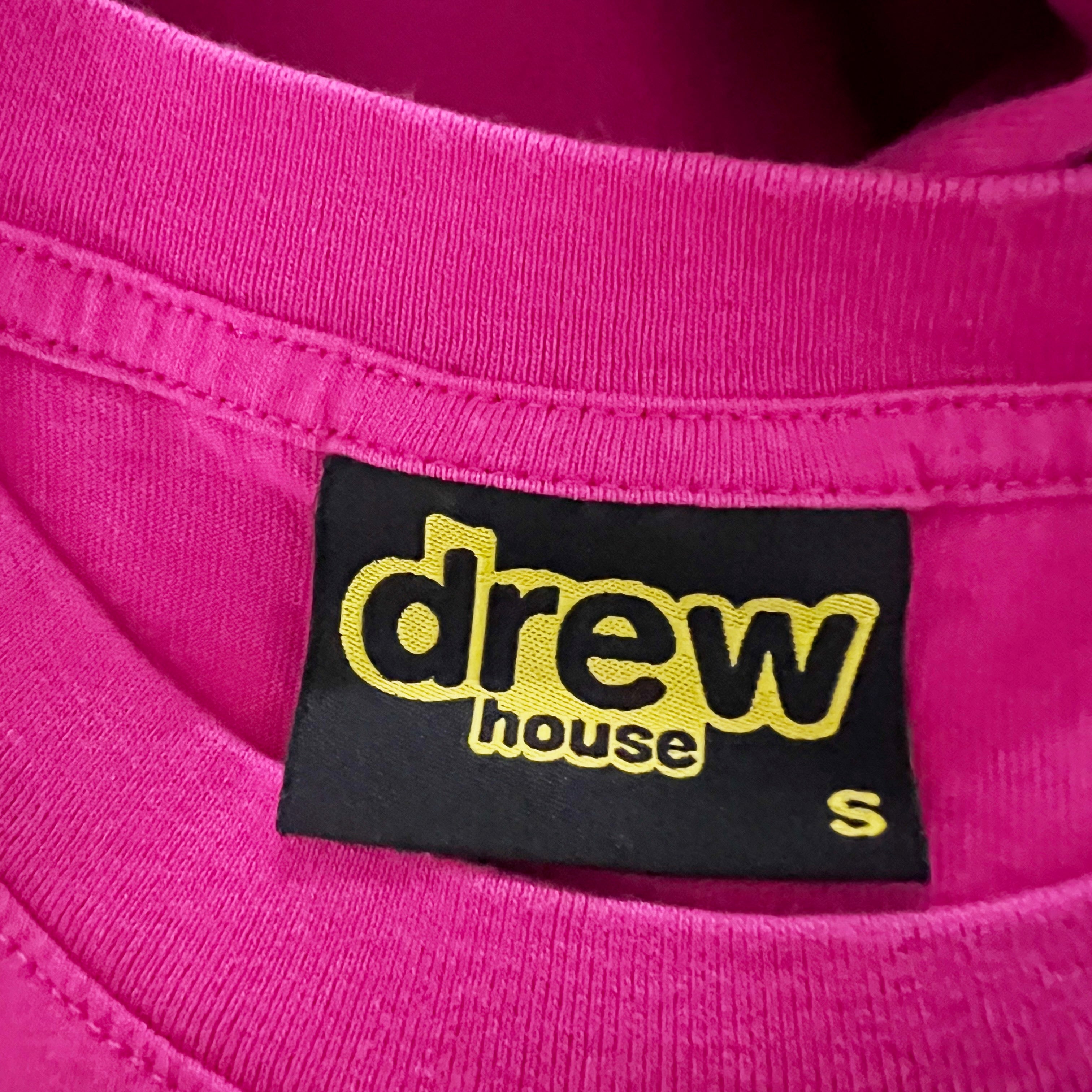 Drew House Mascot Smiley Face Long Sleeve Cotton Crew Tee Shirt Fuchsia Pink S