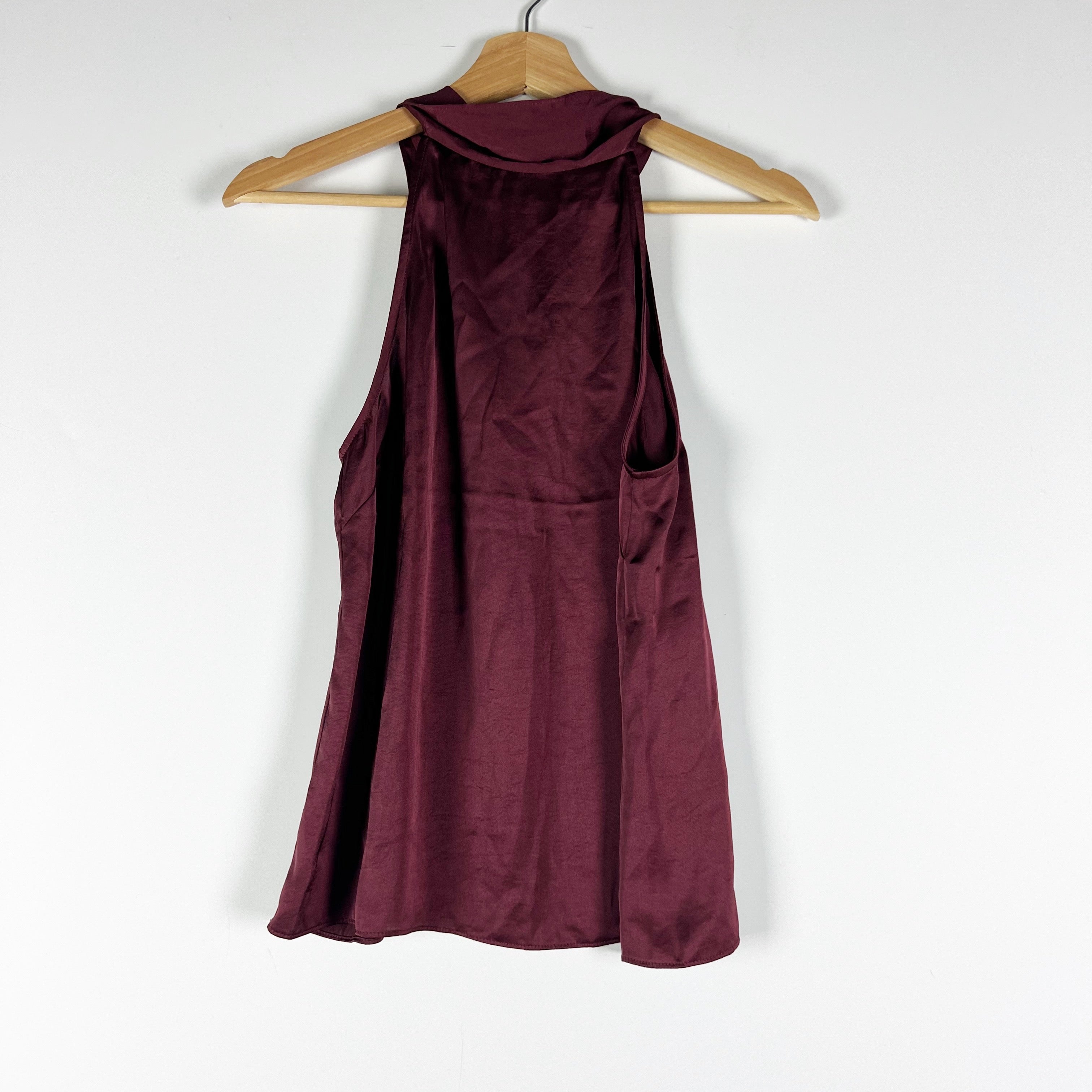 Wilfred Aritzia Runaway Satin Halter Neck Sleeveless Blouse Burgundy Wine Small