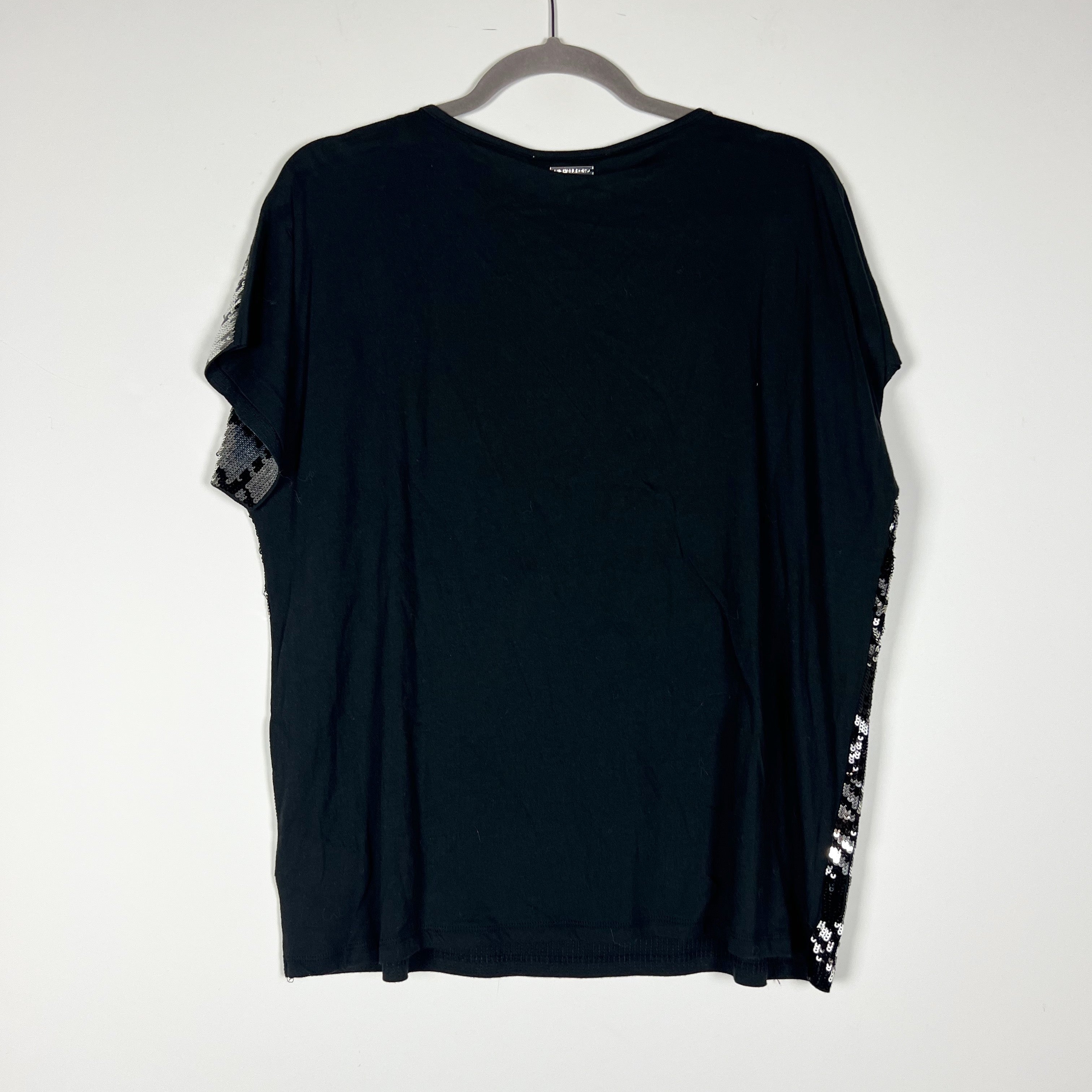 NEW Michael Michael Kors Black Silver Houndstooth Sequin Embellished Shirt Top L