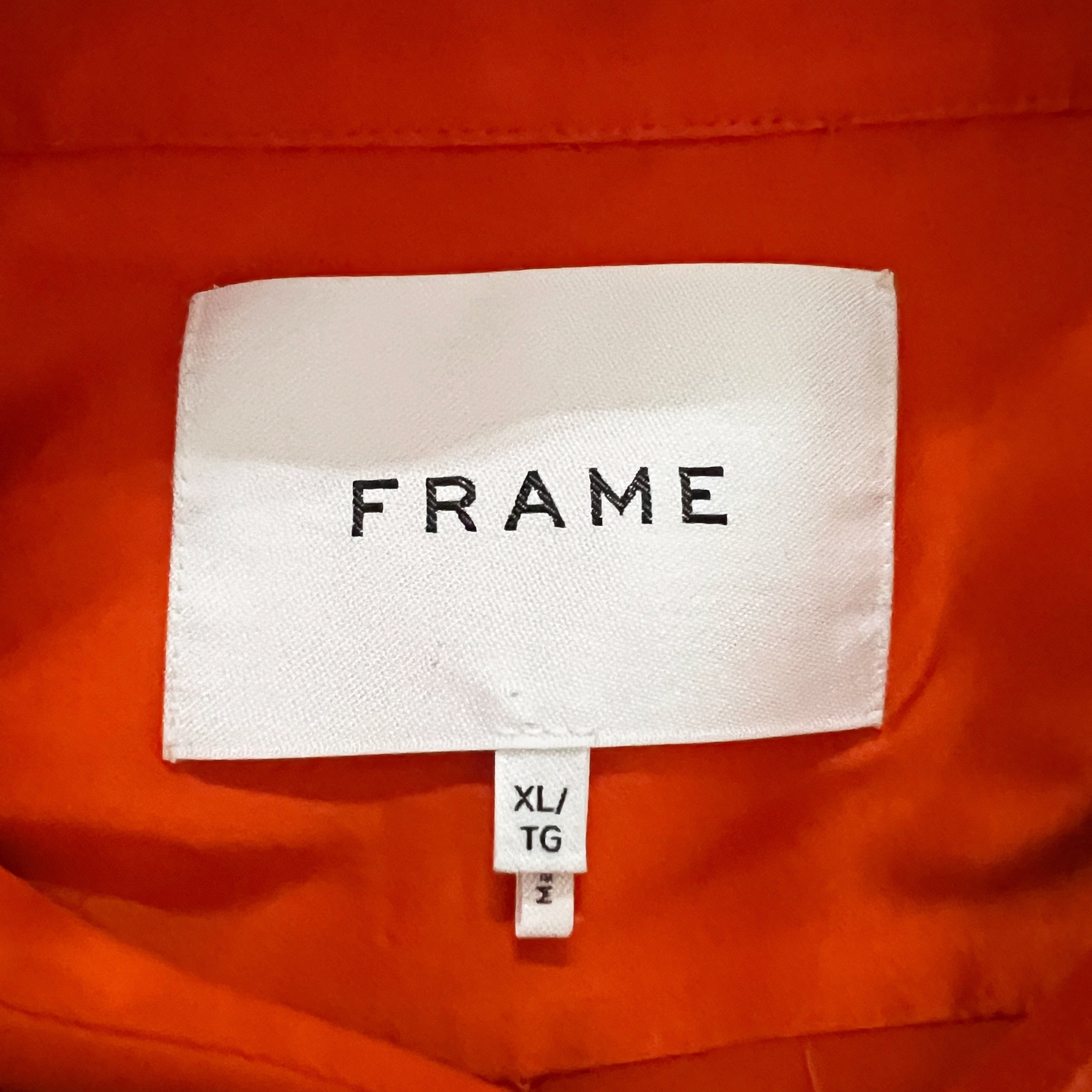 Frame Women's Standard Stretch Silk Satin Collared Button Down Long Sleeve Shirt