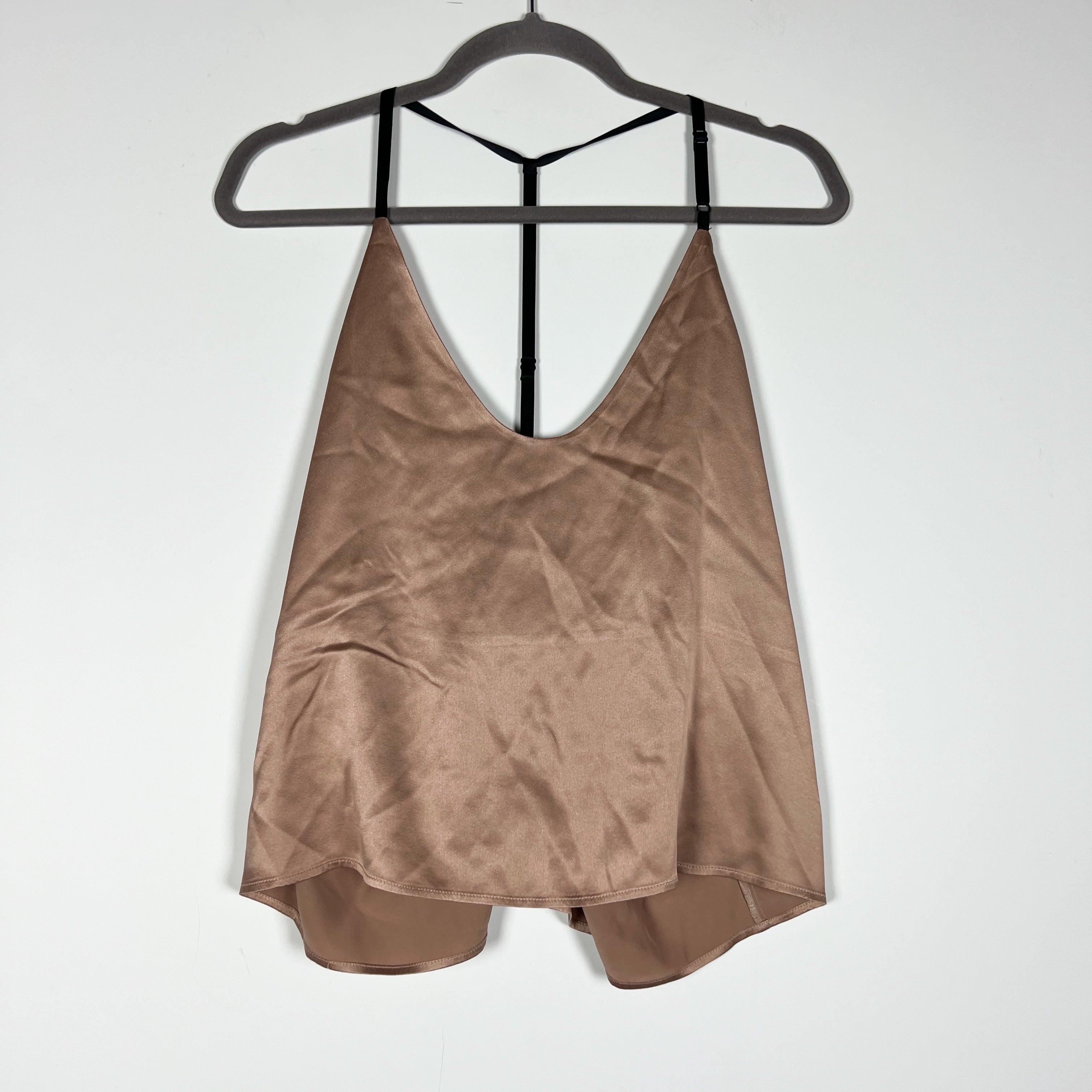 Lunya Washable Silk Sleeveless Racerback Lounge Pajama Tank Top Camisole Beige