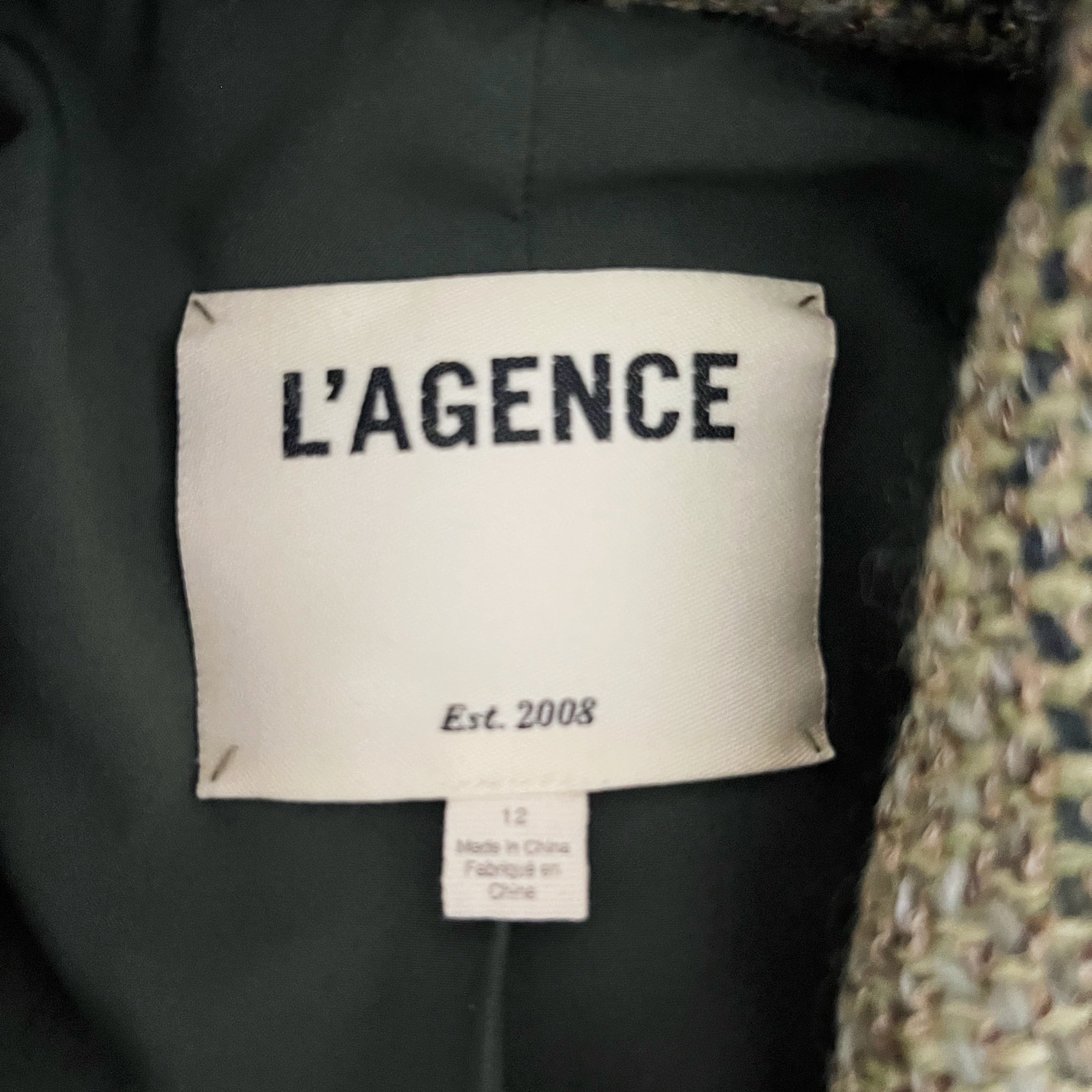 L'Agence Women's Brooke Double-Breasted Crop Wool blend Woven Blazer Jacket 12