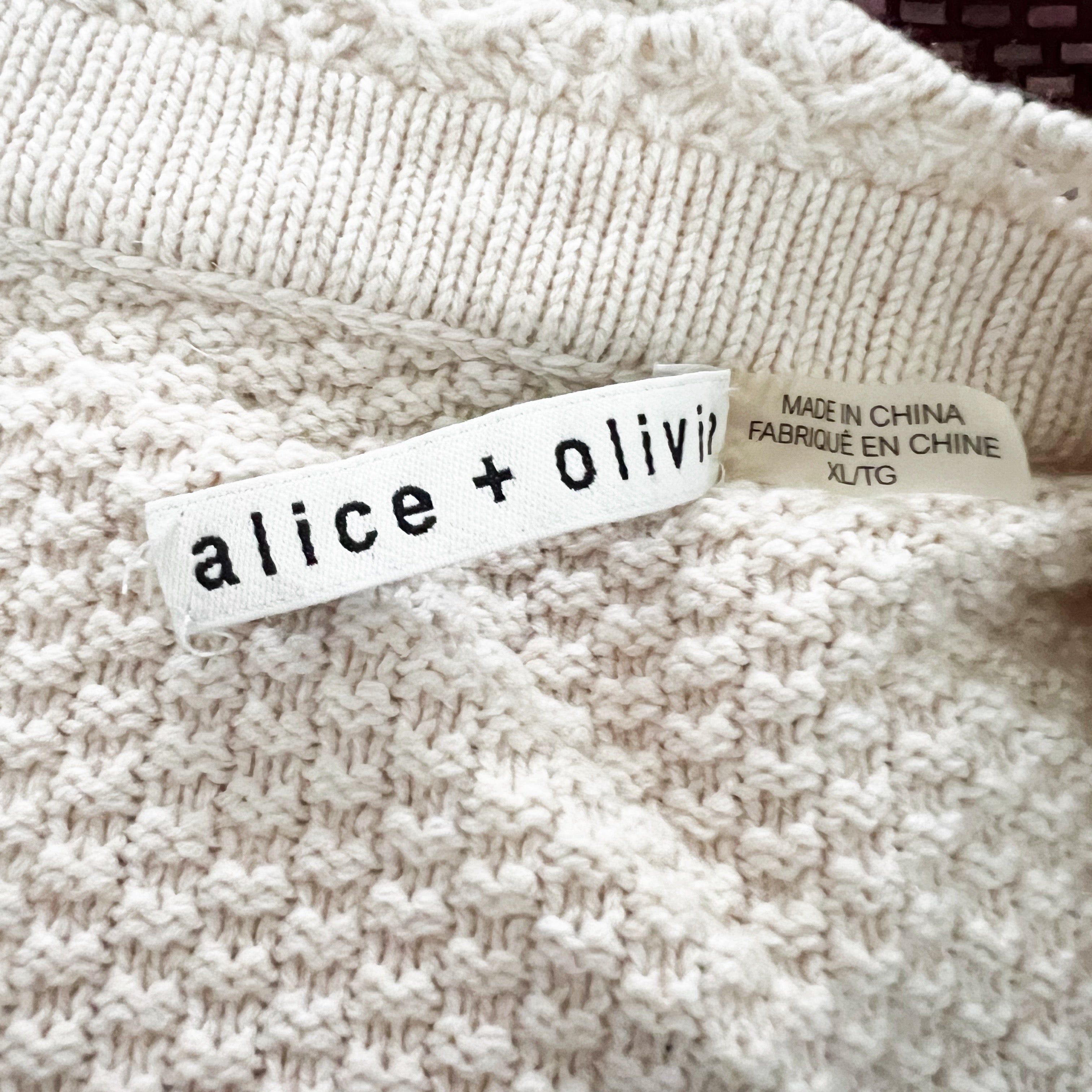 Alice + Olivia Noella Cotton Wool Knit Stretch Pearl Beaded Embellished Cardigan