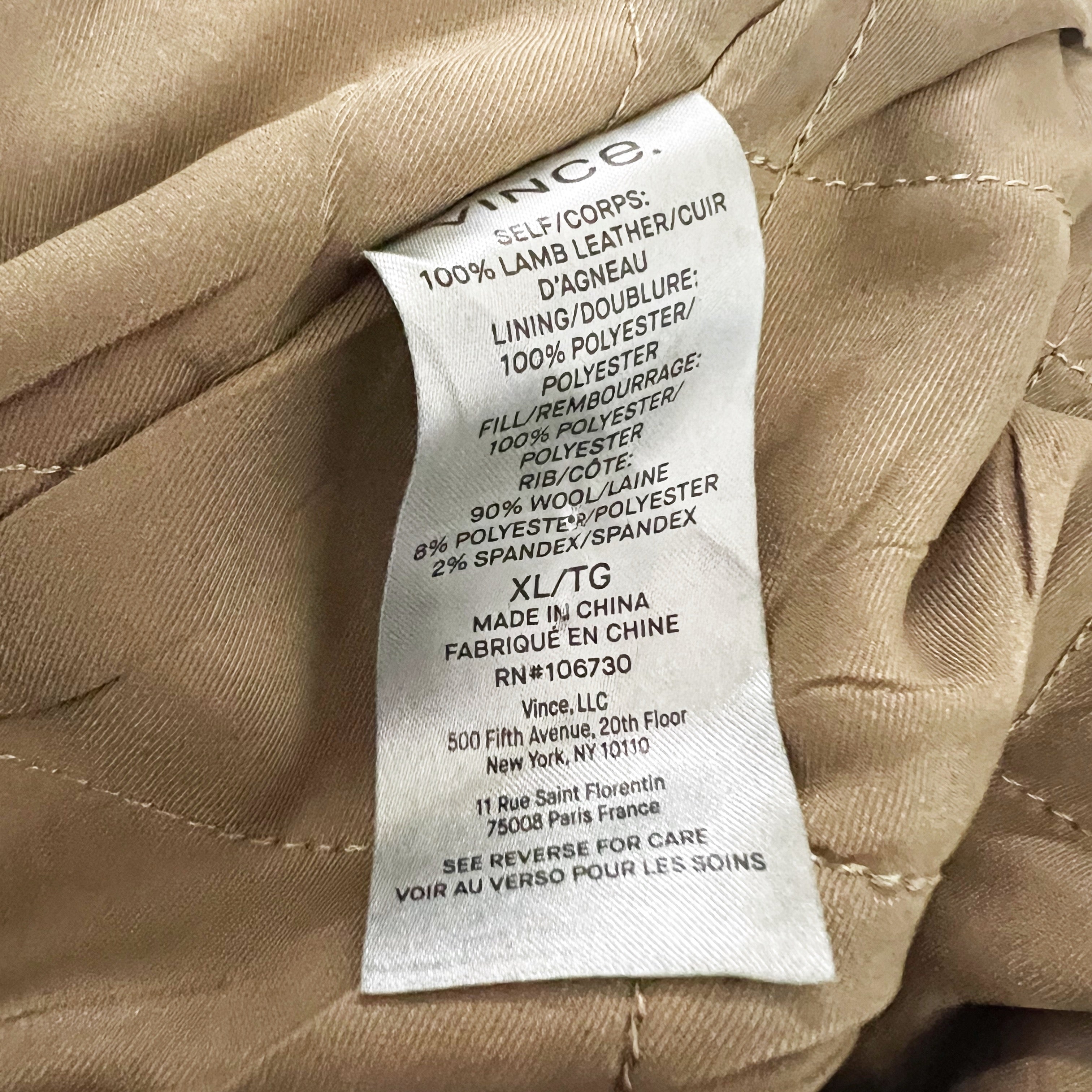 Vince Women's Leather Cross Front Moto Genuine Leather Collared Jacket Black XL