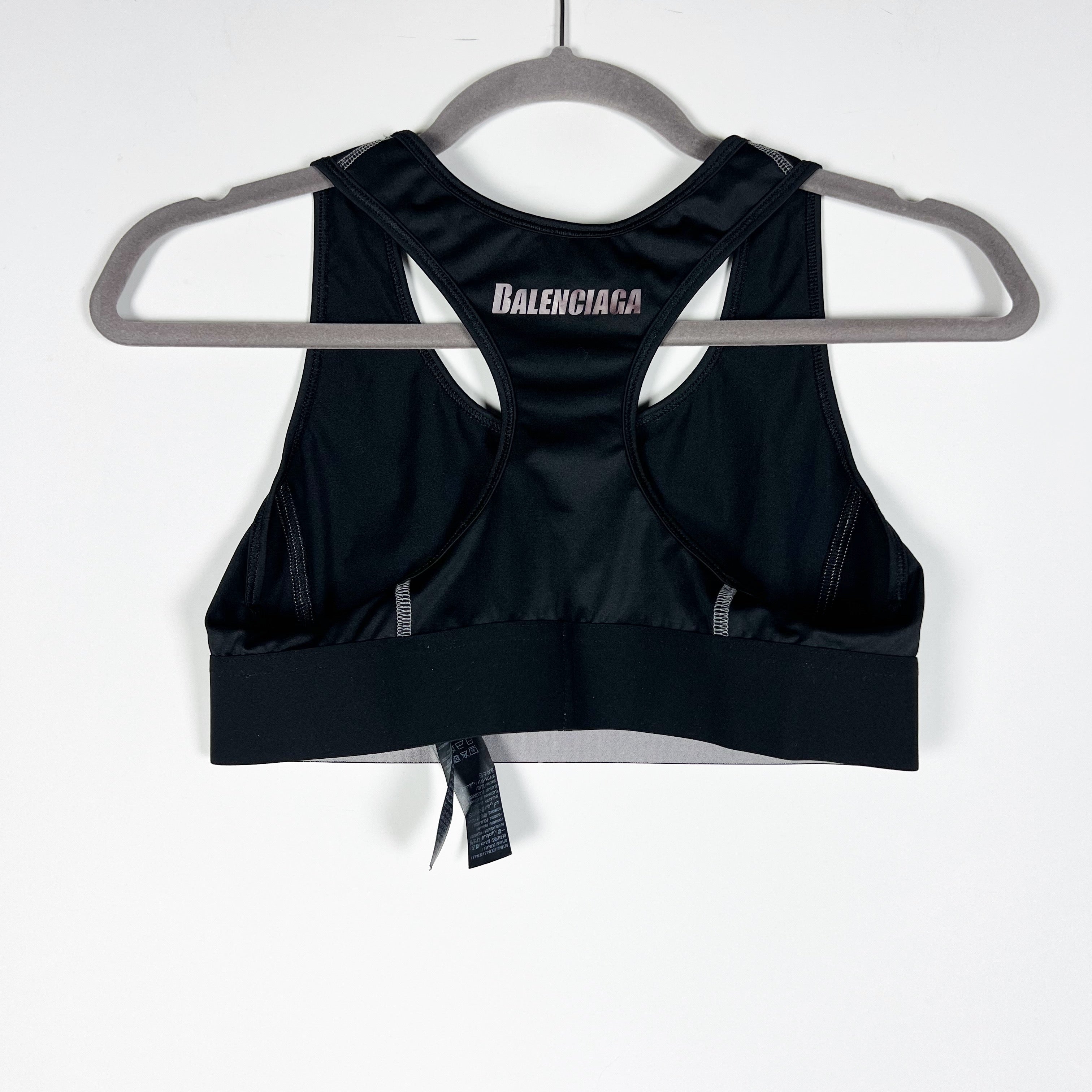 Balenciaga Activewear Racerback Sleeveless Athletic Work Out Sports Bra Black M