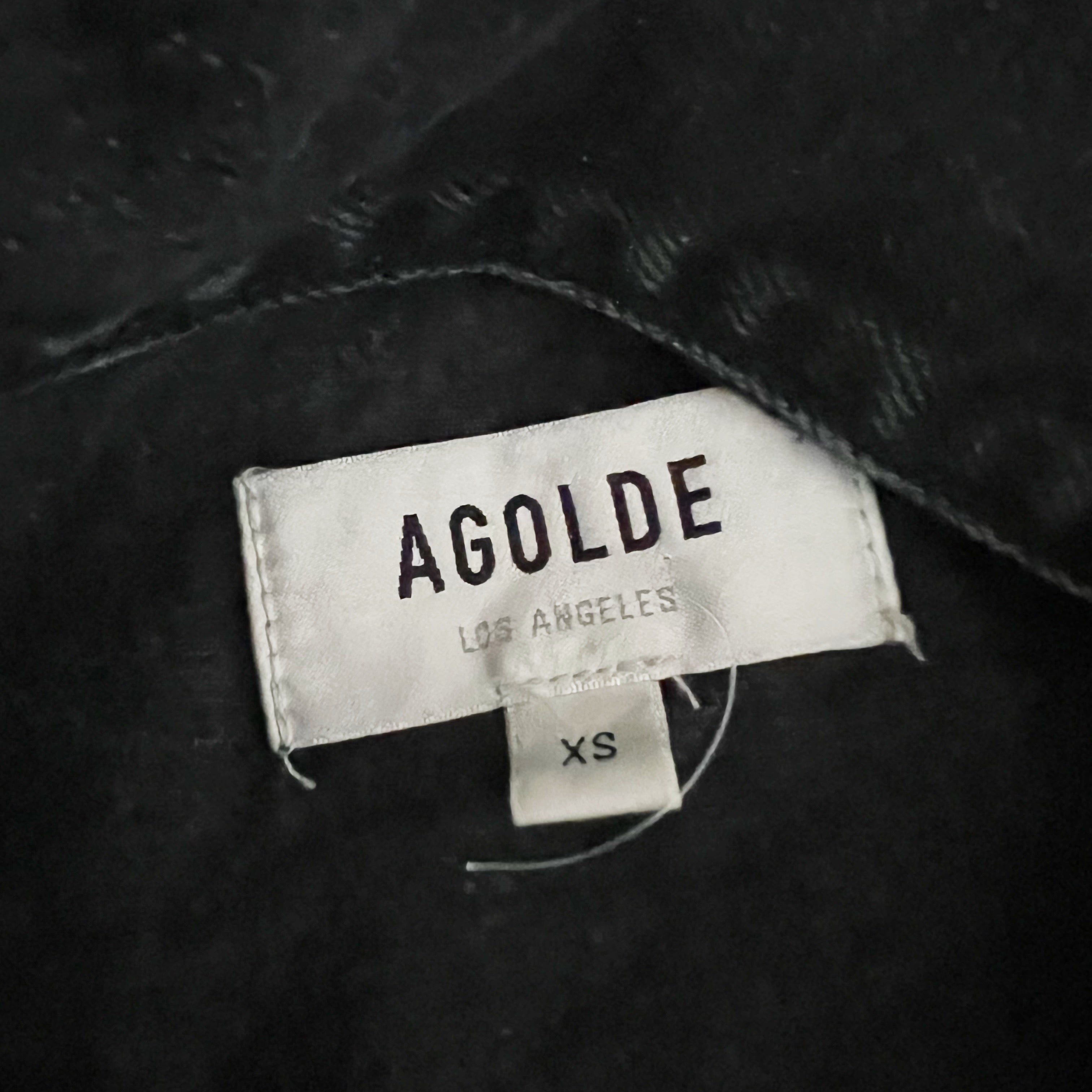 Agolde Denim Shrunken Charli Organic Cotton Distressed Jean Jacket Jagged Black