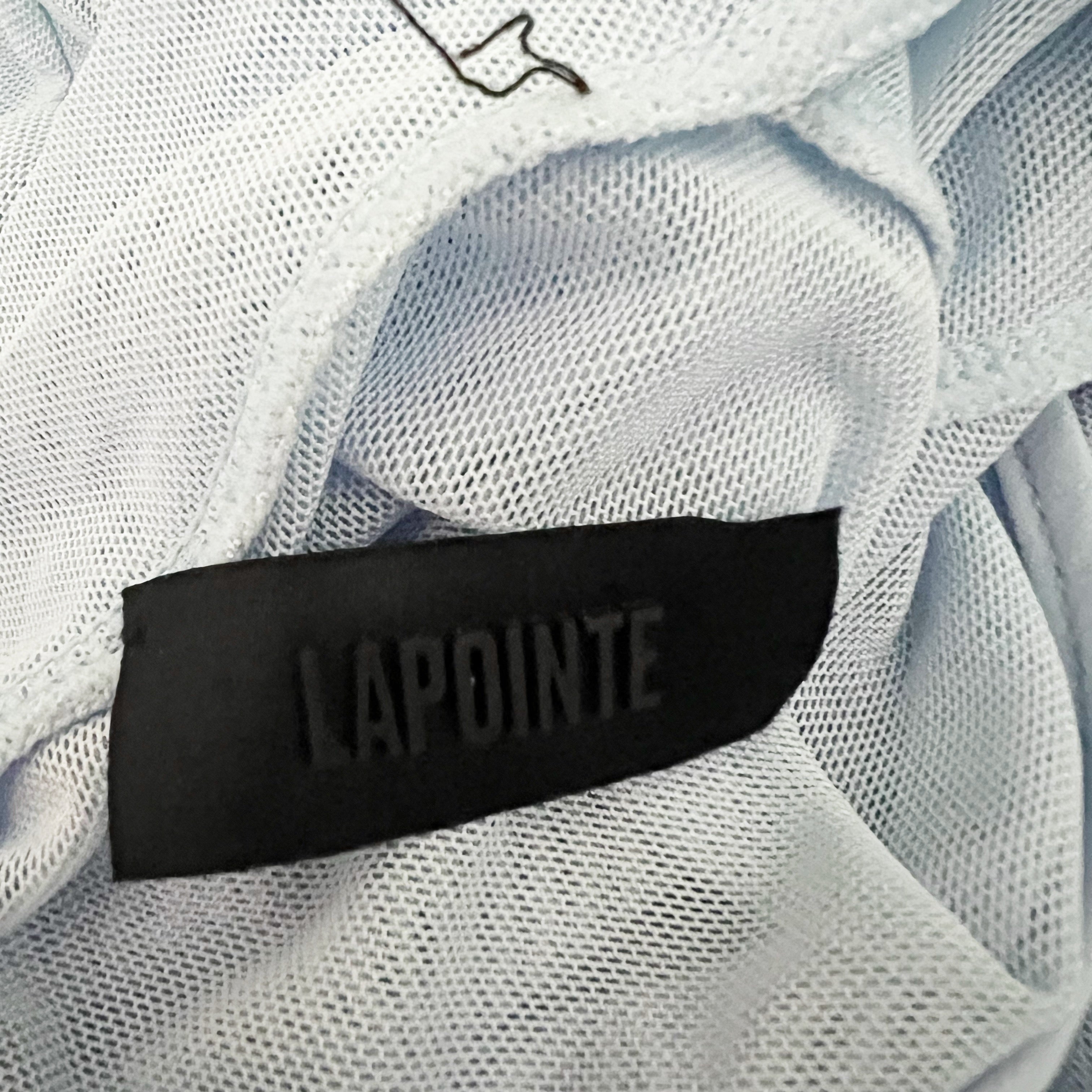 Lapointe Mesh Mock Neck Long Sleeve Full Length Semi Sheer Catsuit Light Indigo