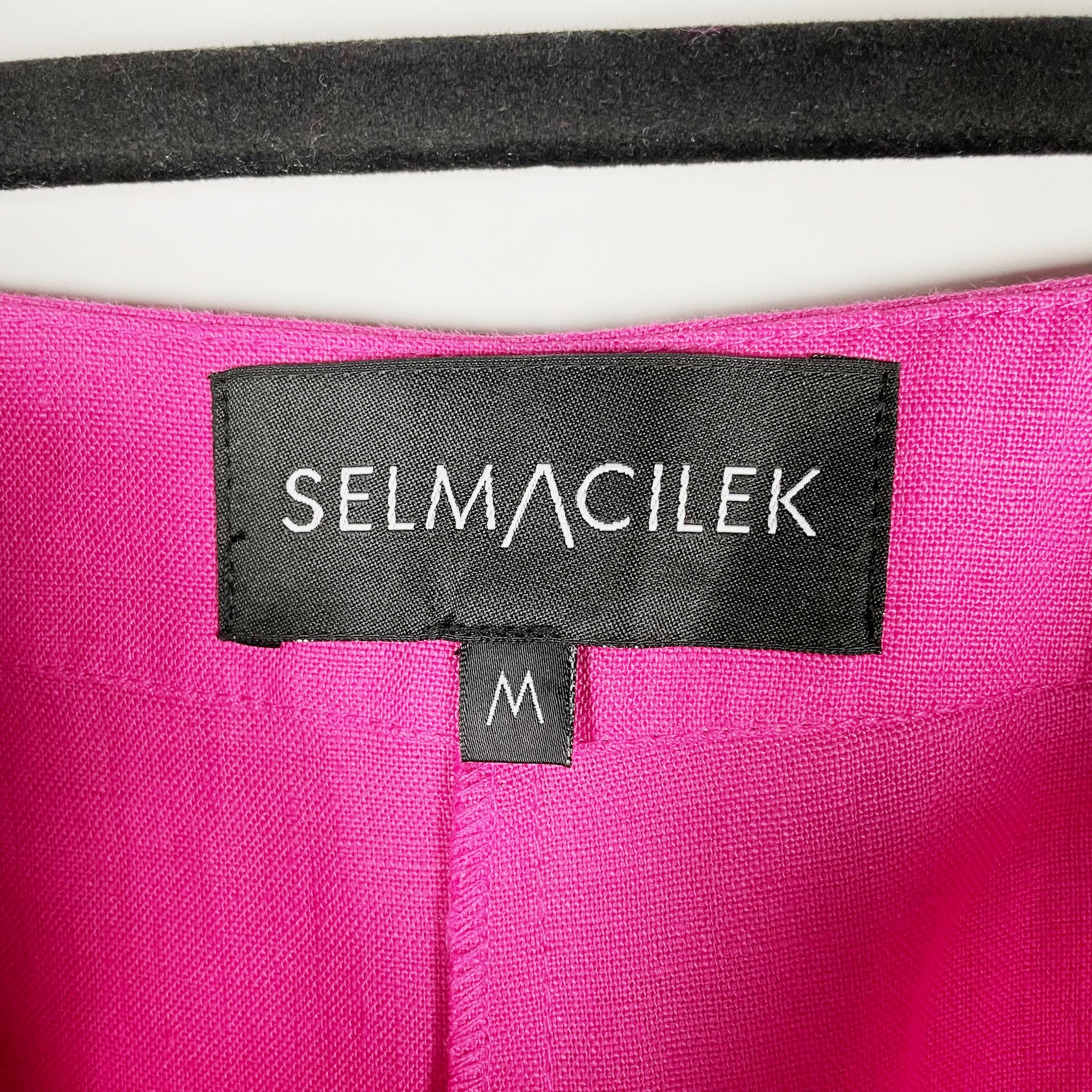 Selmacilek Wide Leg Cargo Multi Pocket High Rise Linen Fuchsia Pink Pant M