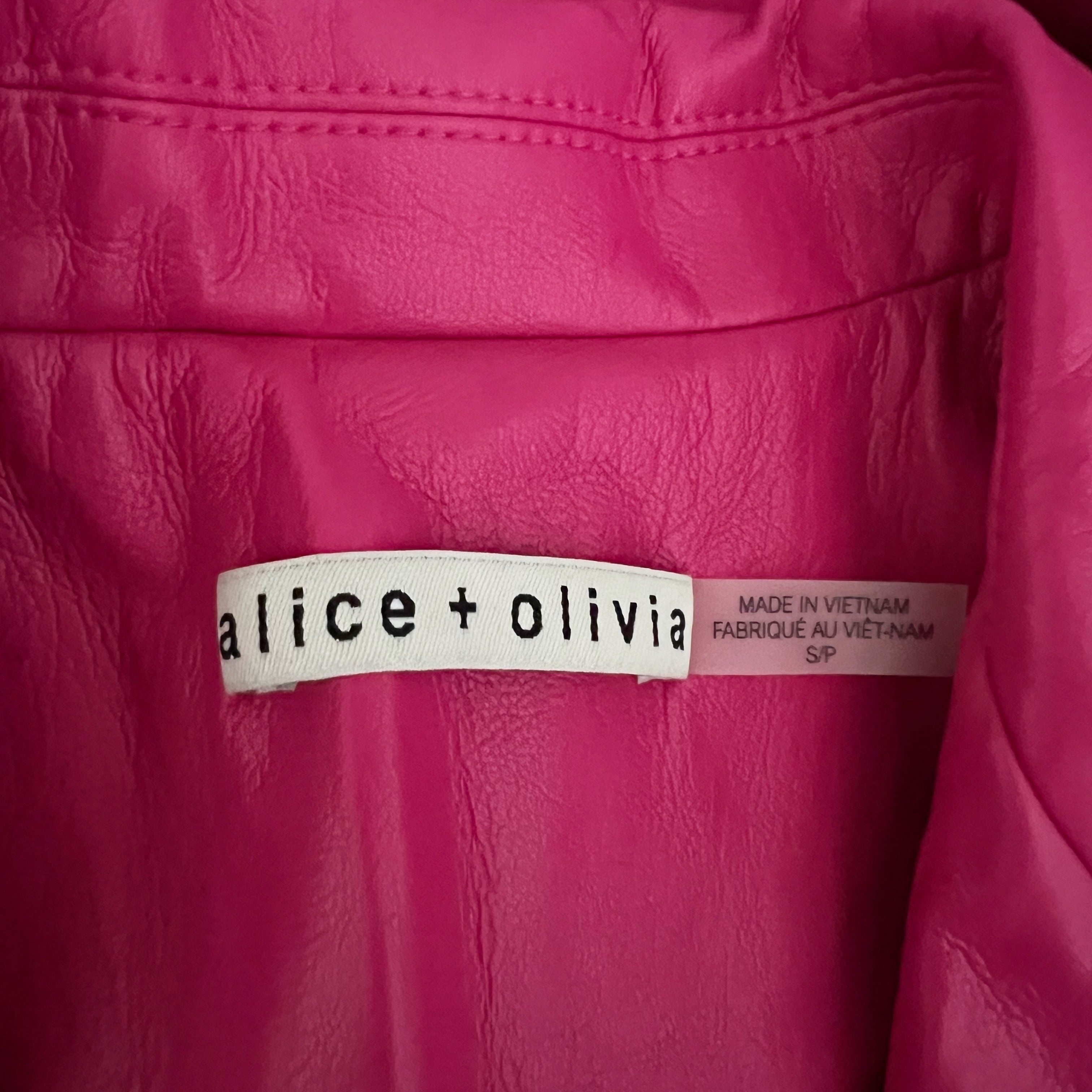 Alice + Olivia Macey Faux Leather Notch Collar One Button Blazer Trench Coat S