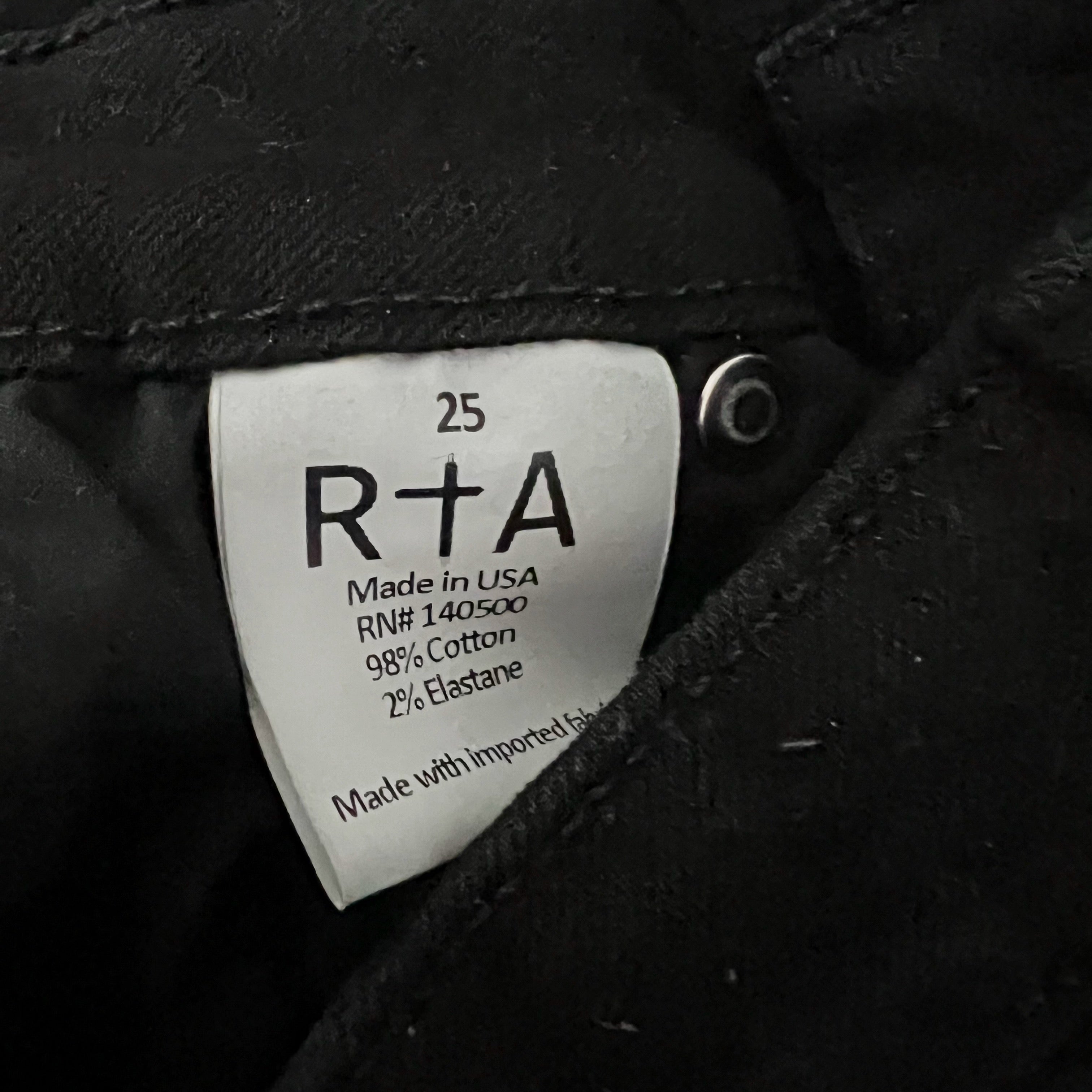 RTA Women's Cotton Stretch High Waisted Skinny Distressed Fray Hem Jeans Black