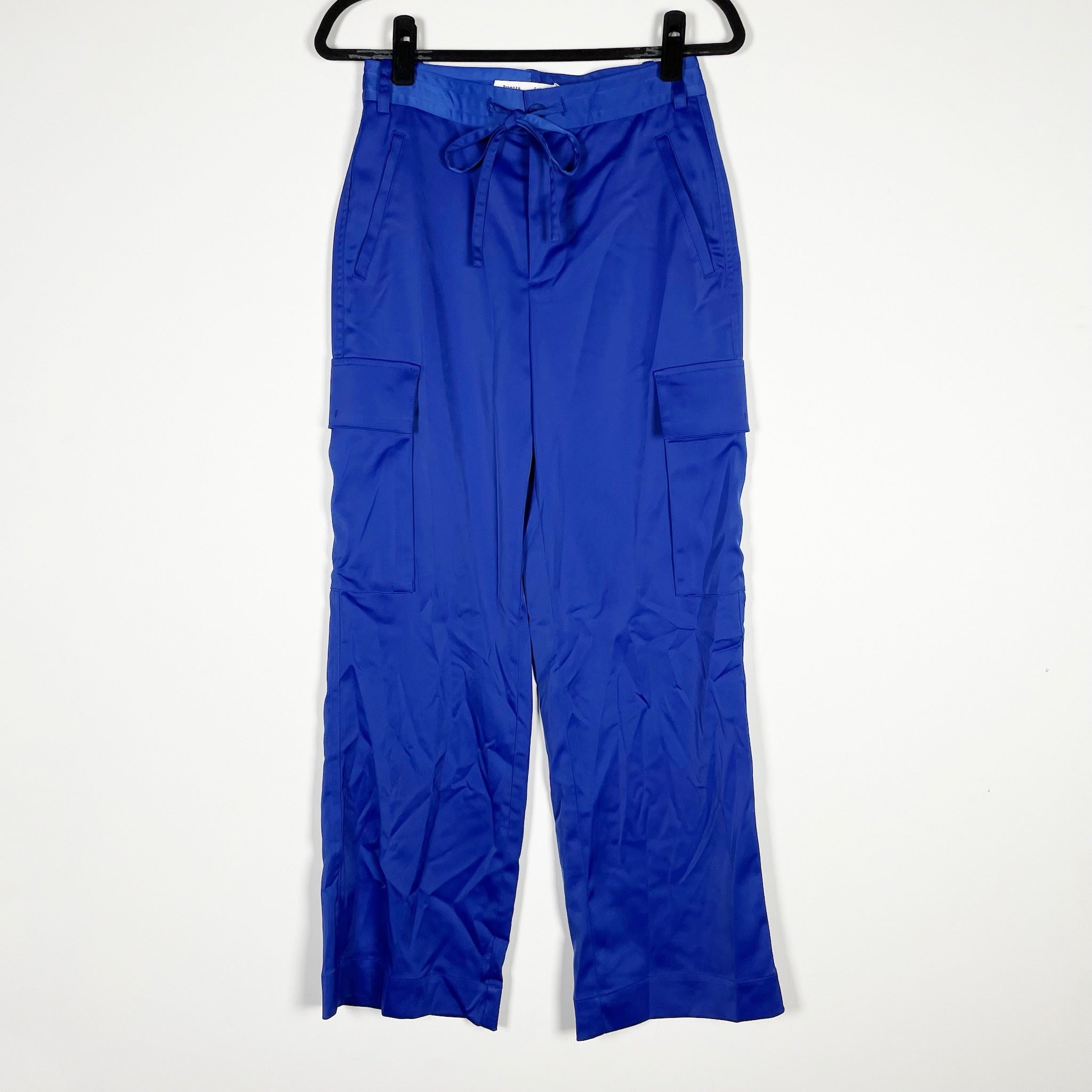 Proenza Schouler White Label Cargo Pocket Satin Drawstring Straight Leg Pants 2