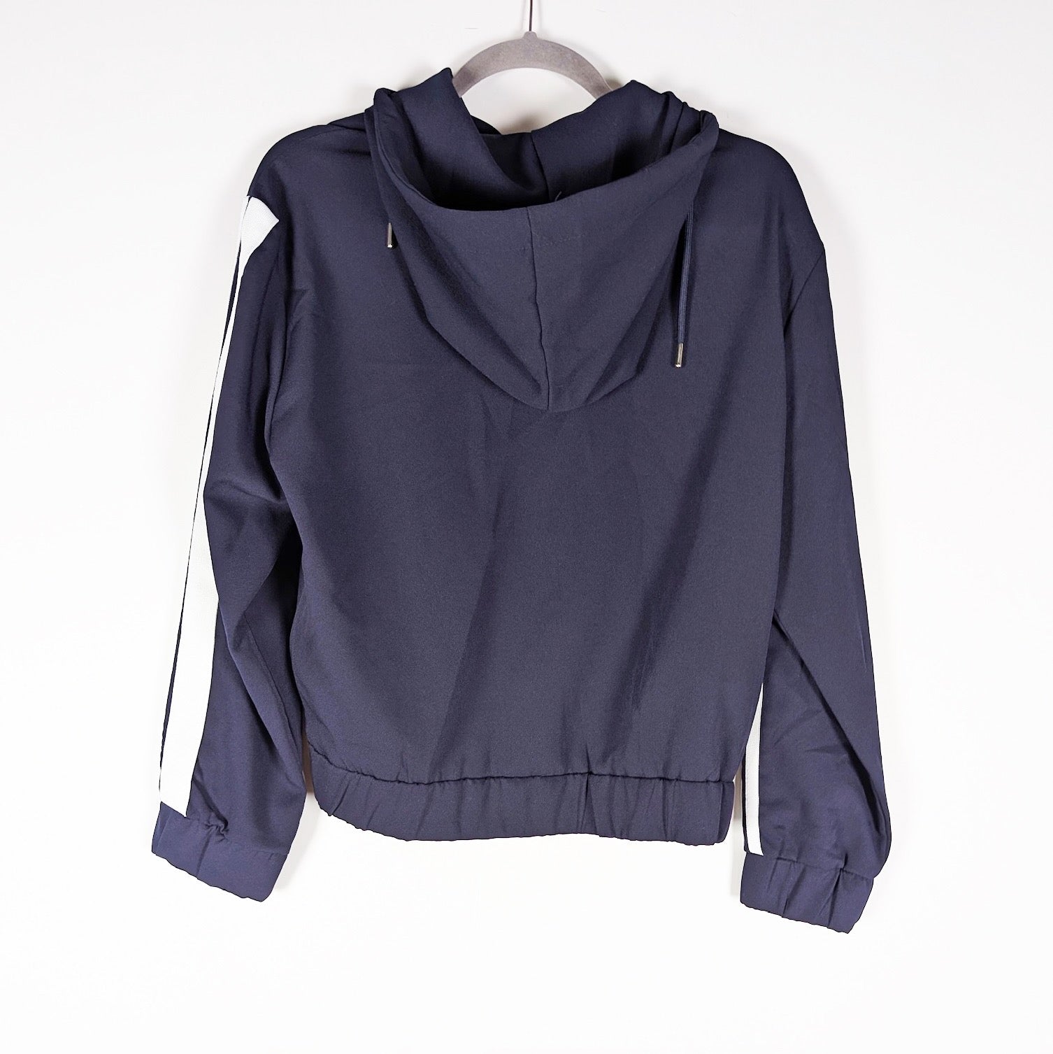 Zara Women's Full Zip Racing Stripe Full Zip Up Hoodie Track Jacket Blue White S