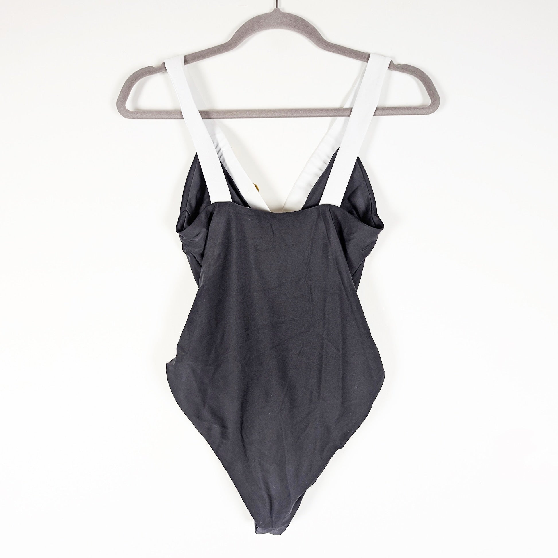 Veronica Beard Aliza Black White Button Front One Piece Swim Bathing Suit Small