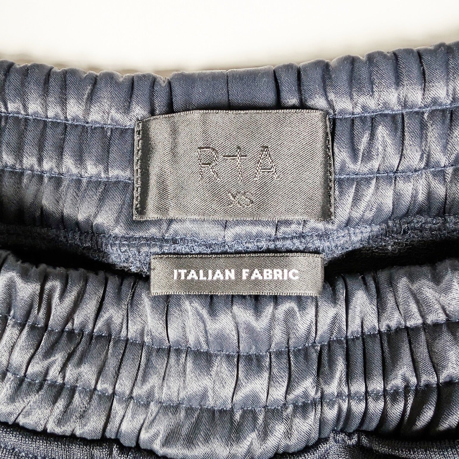 RTA Edgar Low Rise Pull On Mini Satin Trim Stretch Waist Shorts Navy Blue XS