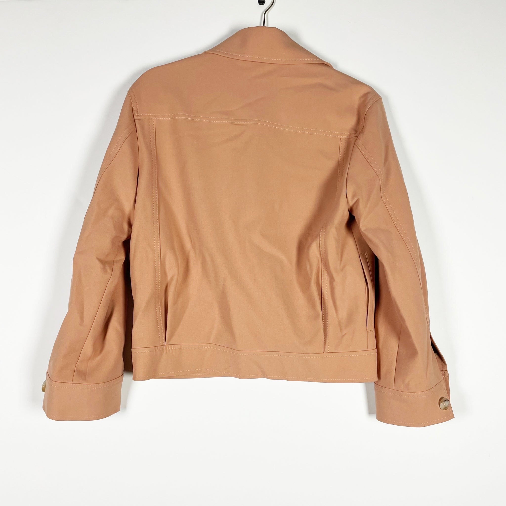 Wilfred Aritzia Wayward Crepe Collared Button Front Lightweight Jacket Beige XXS