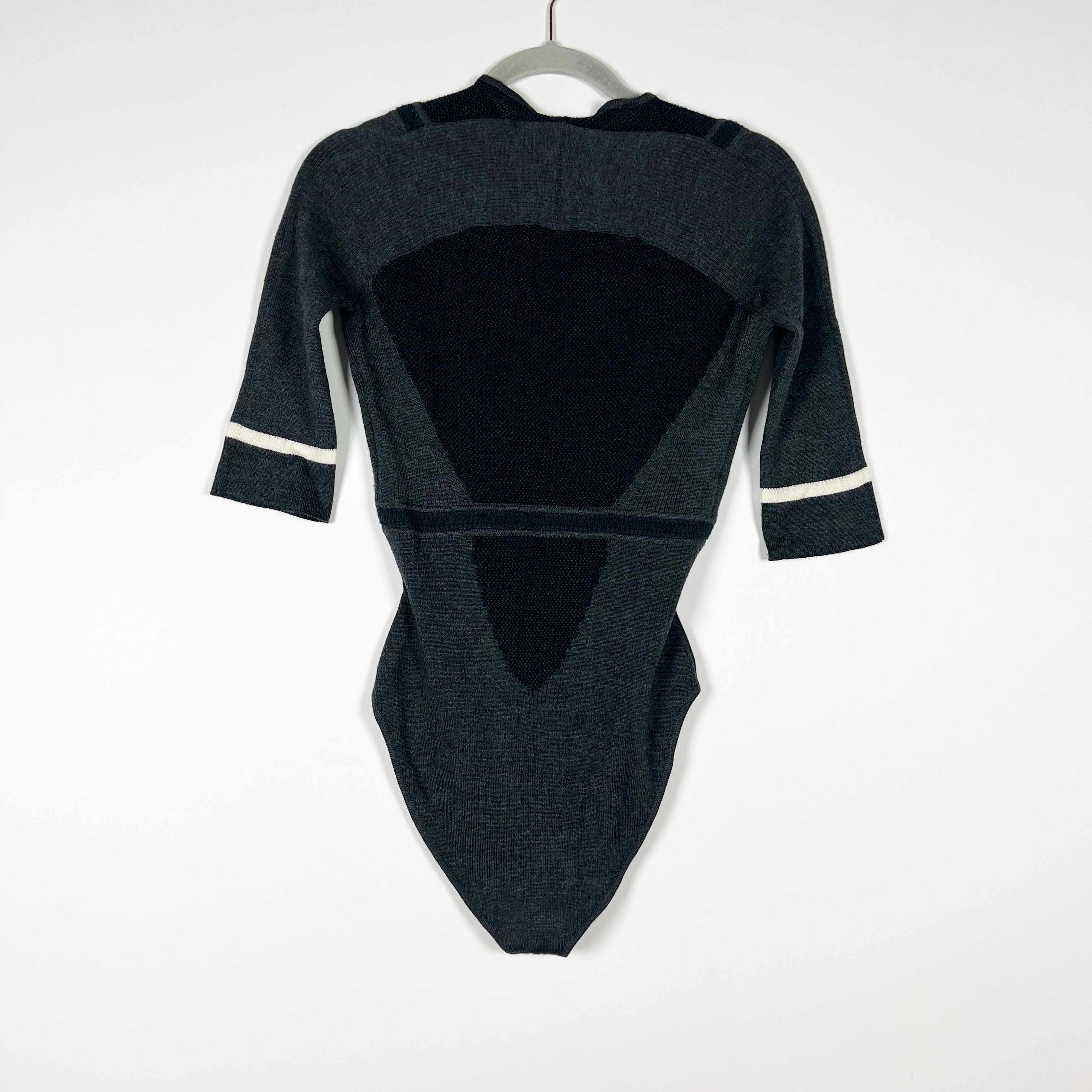 Azede x Gucci Powered By Bodysuit Wool Silk Knit Stretch Bodysuit Black Gray S