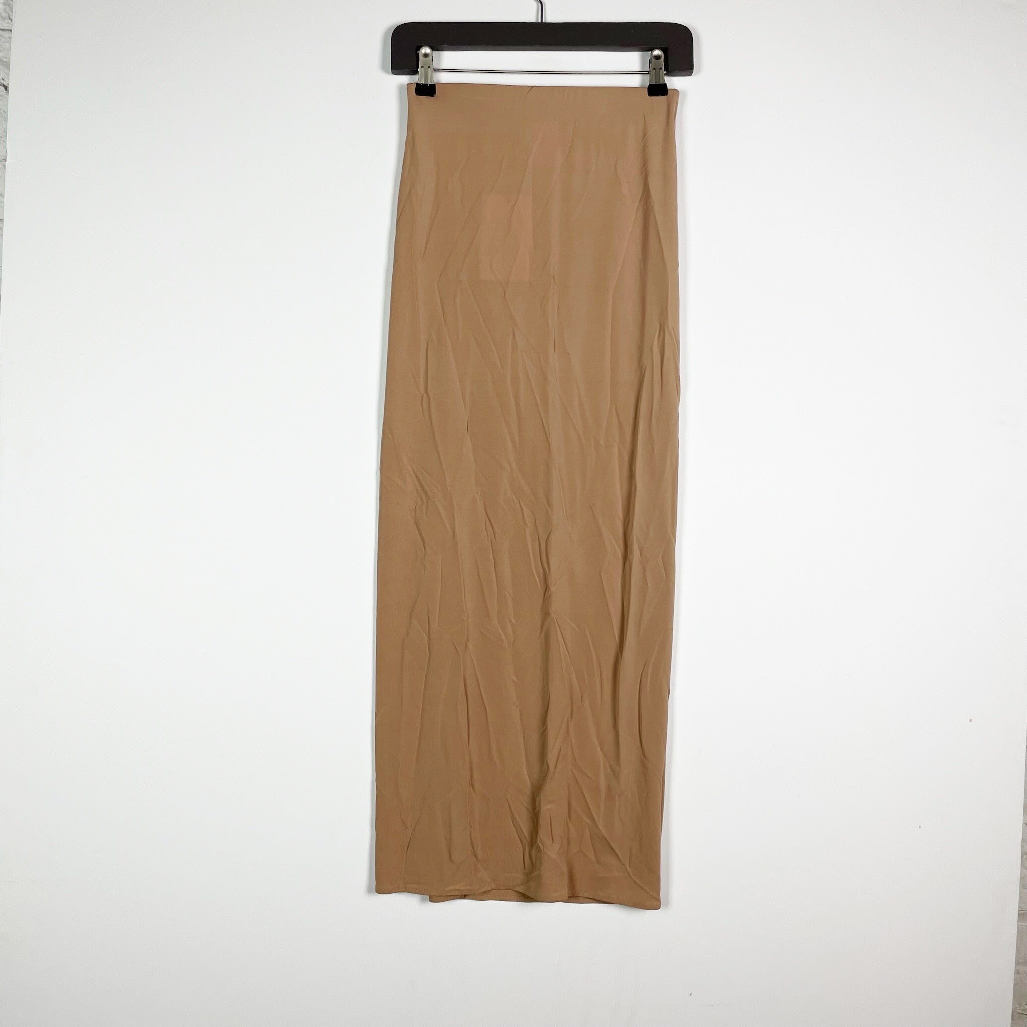 NEW The Andamane Gabrielle Jersey Maxi Wrap Side Slit Pencil Skirt Blush 38