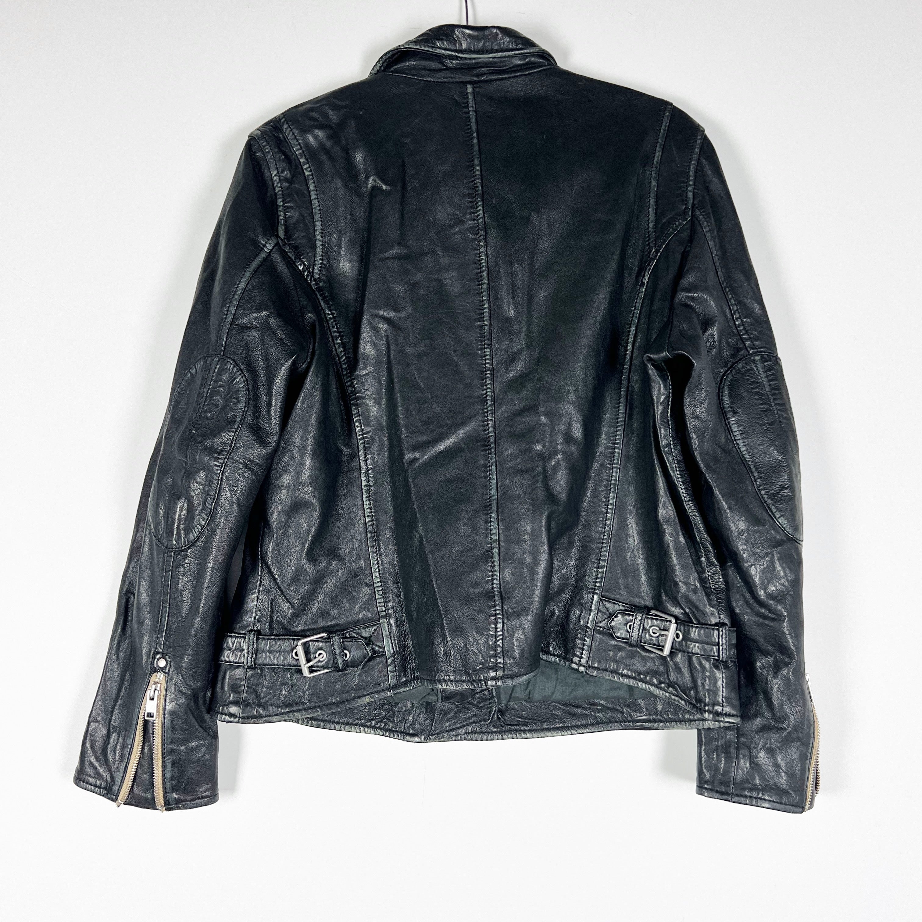 Mauritius Sofia Women's Genuine Leather Asymmetrical Zip Moto Biker Jacket Black