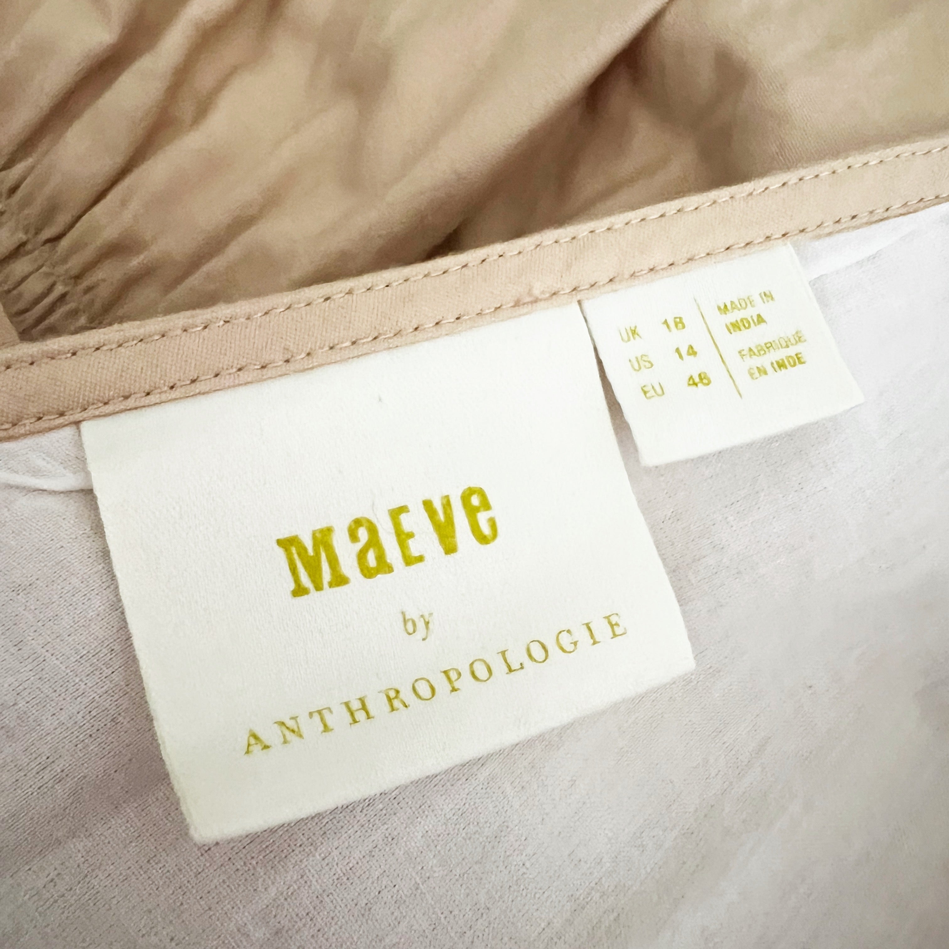 Maeve Anthropologie Colorblocked V Neck Smocked Stretch Tiered Midi Dress 14