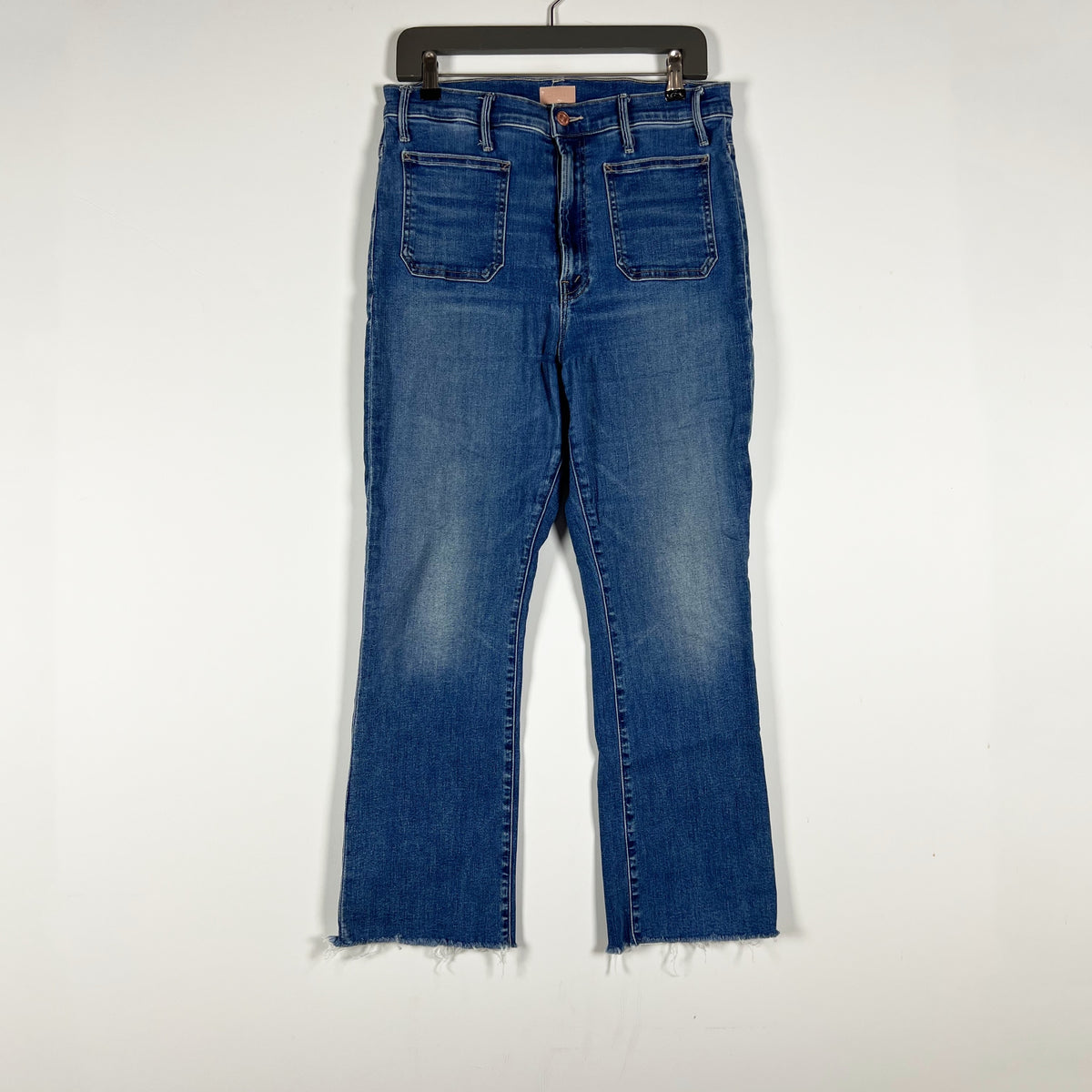Mother Denim Women's Hustler Patch Pocket Ankle Fray Healing Jar Wash Jeans 32