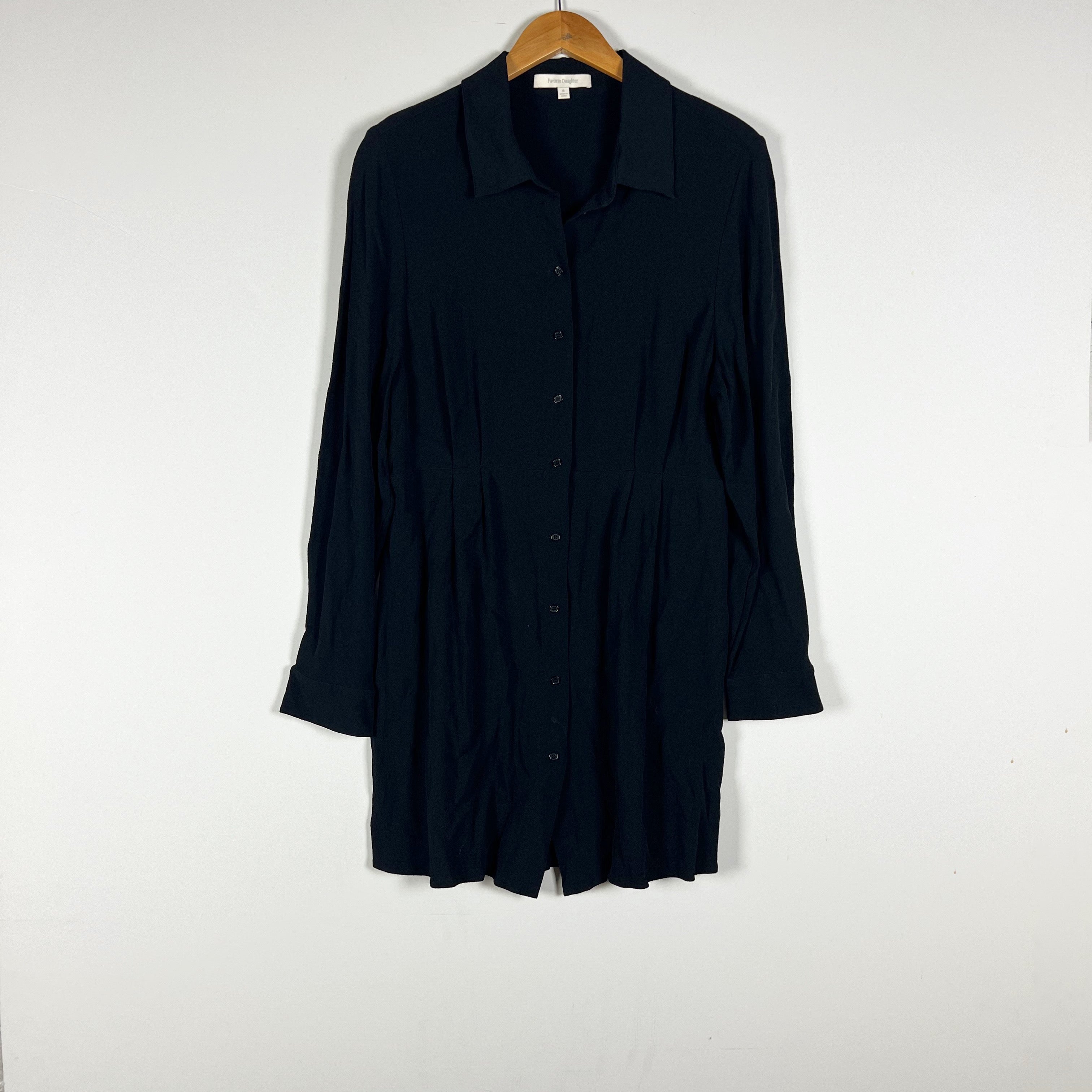 Favorite Daughter Take Me Seriously Collared Button Down Mini Dress Black XL