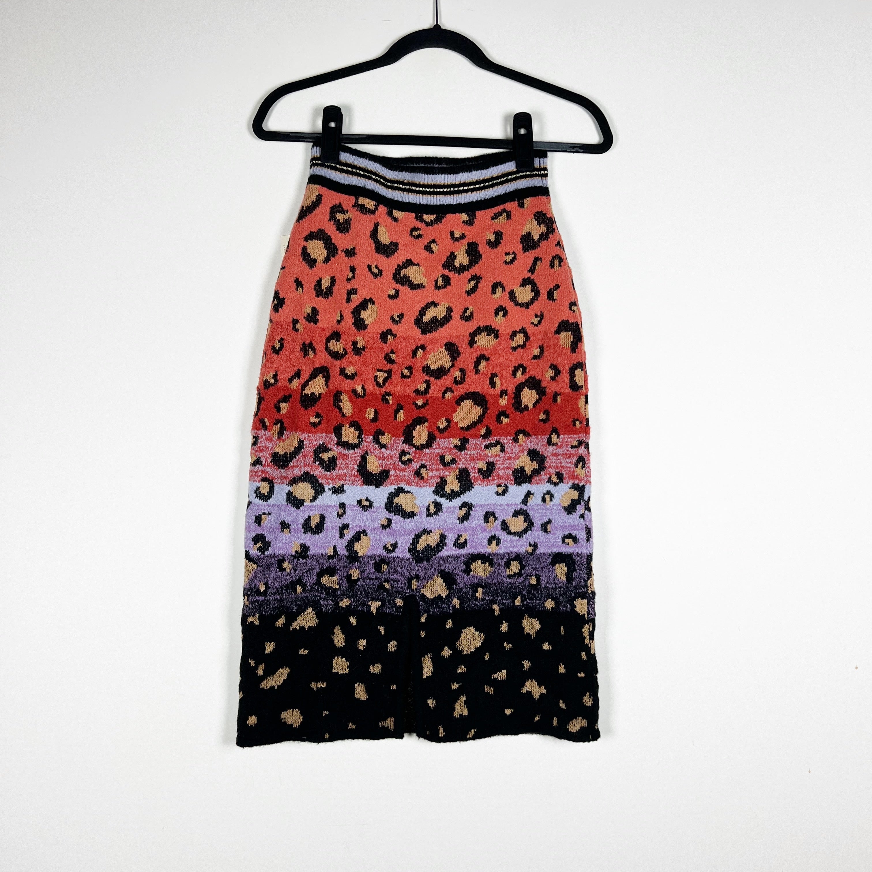 NEW Maeve x Anthropologie Leopard Animal Print Sweater Knit Pencil Skirt Small