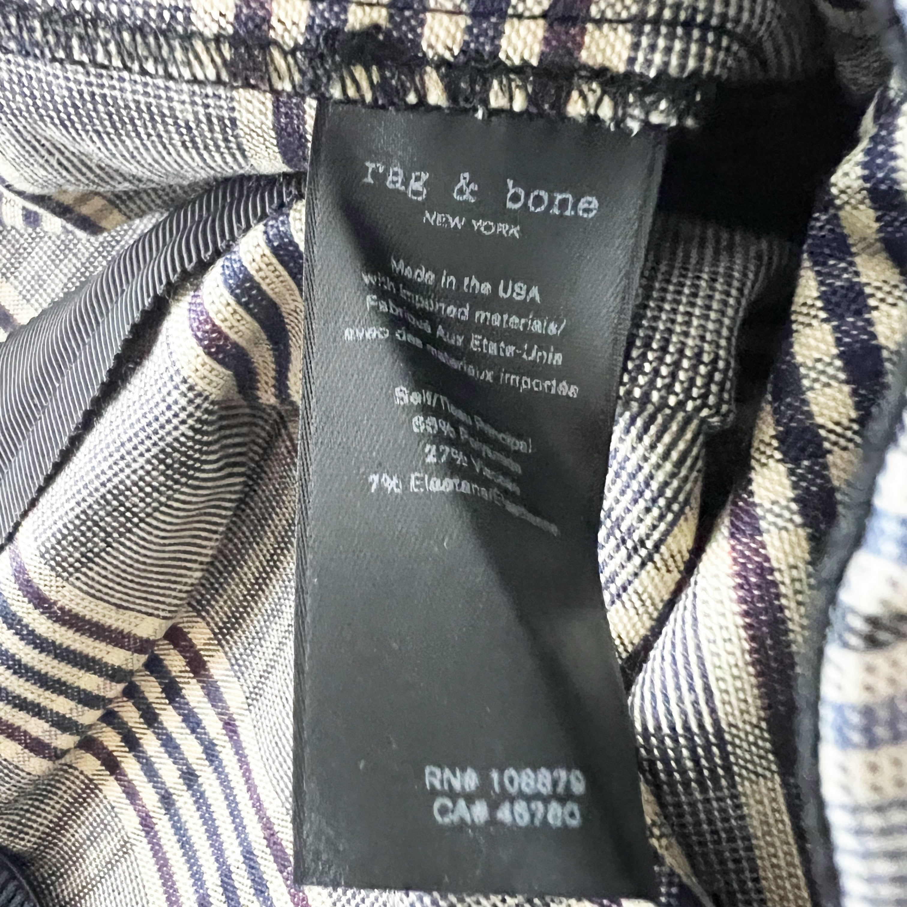 NEW Rag & Bone Simone Blue Red Multi Check Print Pattern Skinny Crop Pants 10