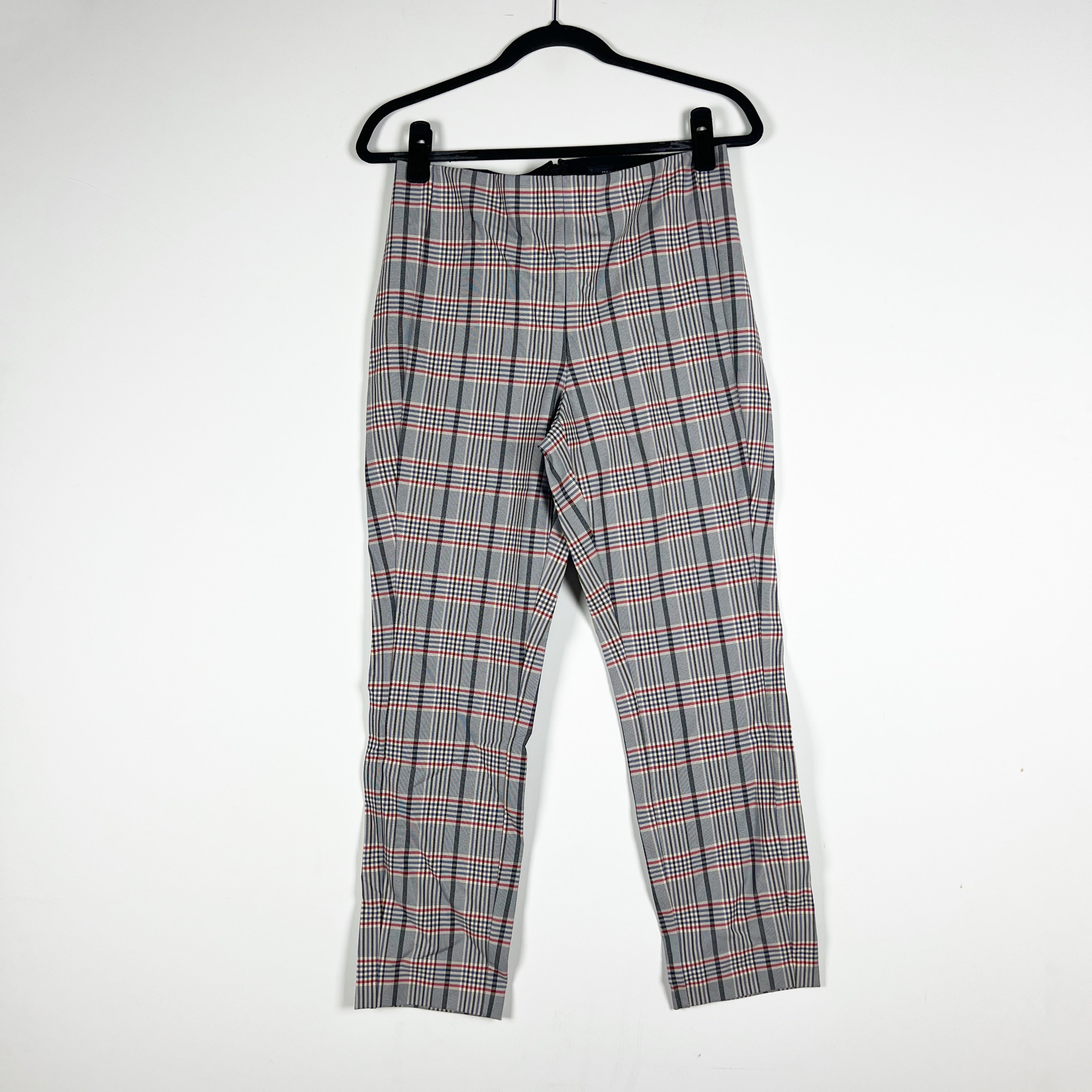 NEW Rag & Bone Simone Blue Red Multi Check Print Pattern Skinny Crop Pants 10