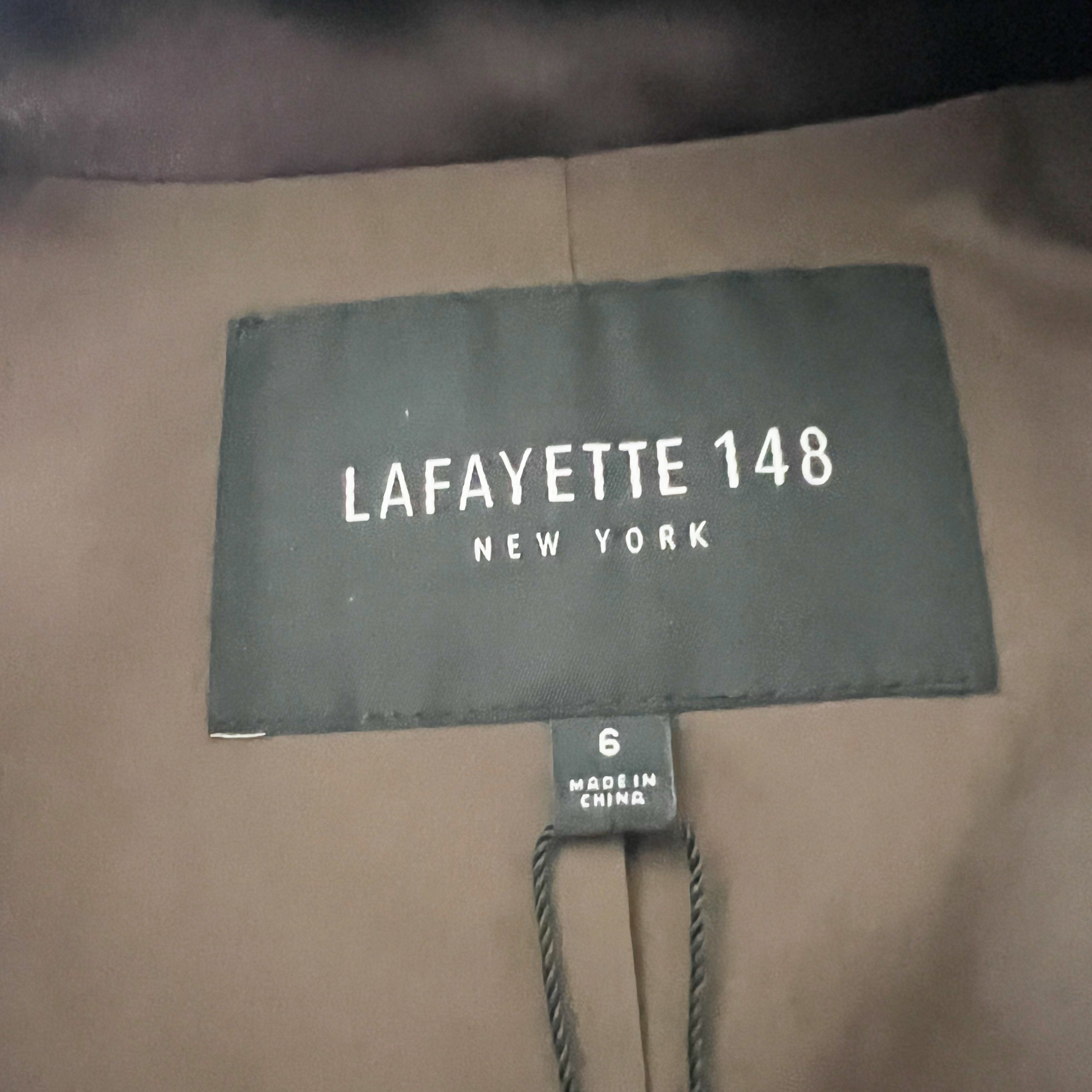 NEW Lafayette 148 New York Jaqueline Reverie Satin Button Blazer Jacket Truffle