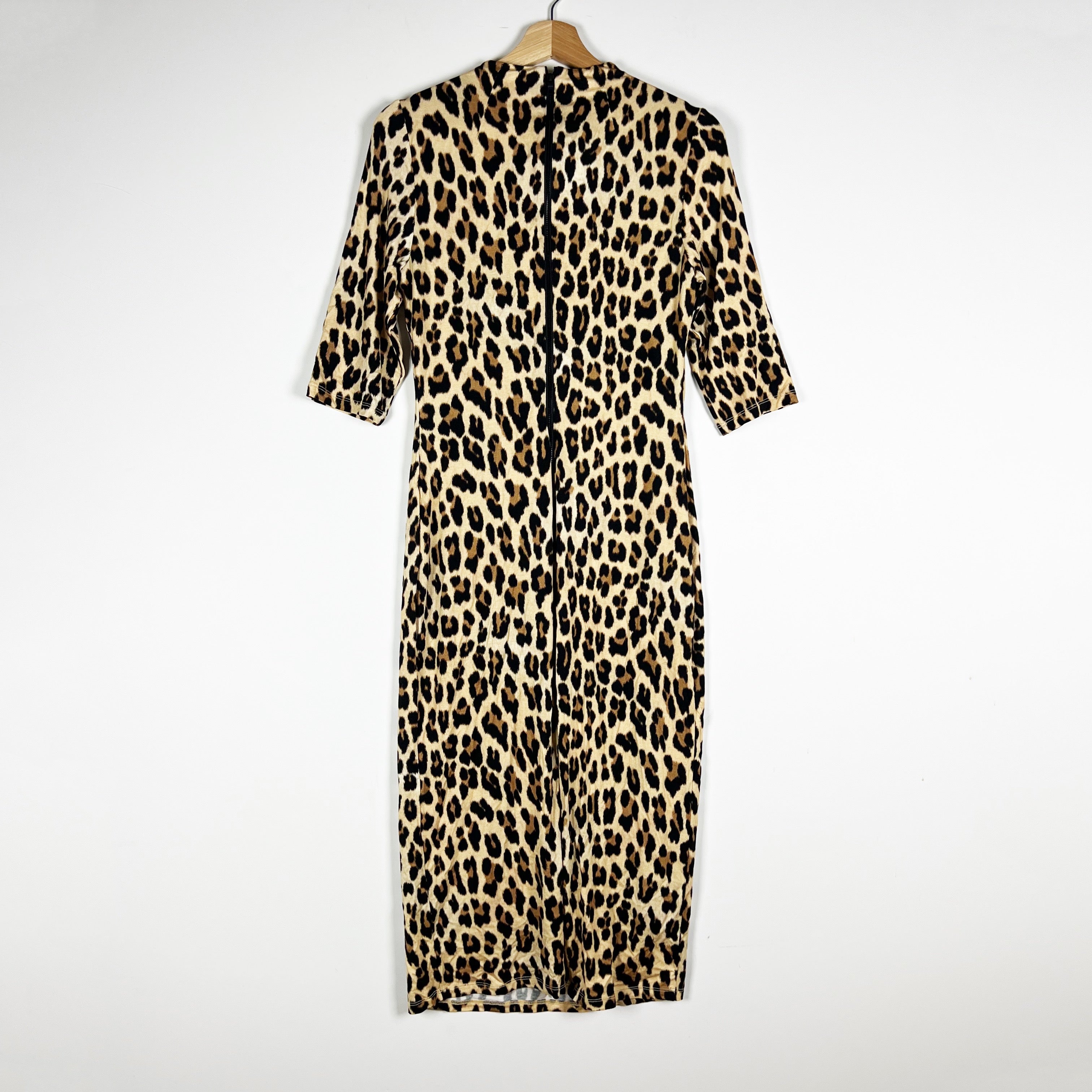 NEW Alice And Olivia Delora Stretch Knit Sheath Dress Textured Leopard Print 10