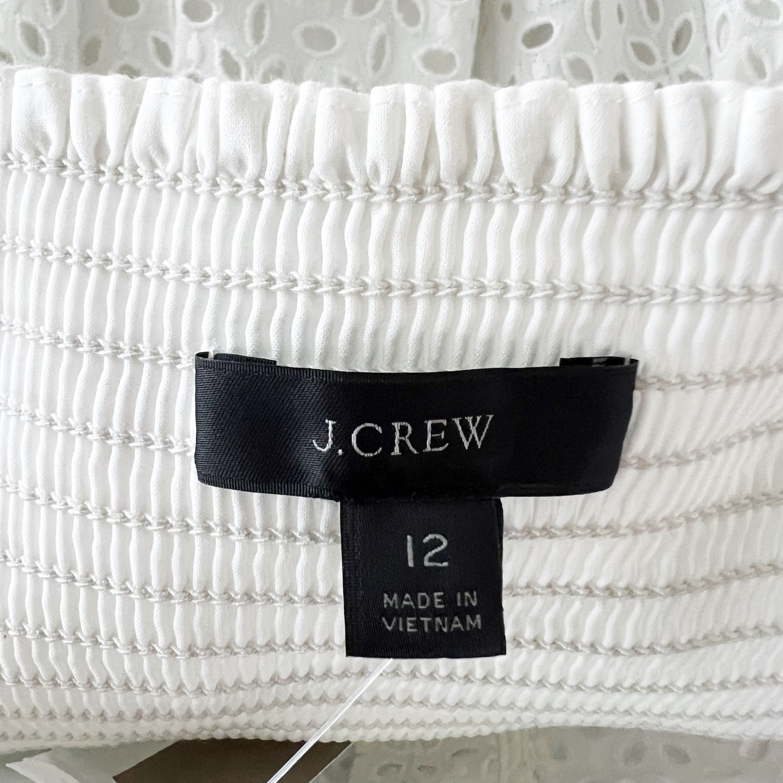 NEW J. Crew Button Front Eyelet Lace Scoop Neck Sleeveless Tank Midi Dress White