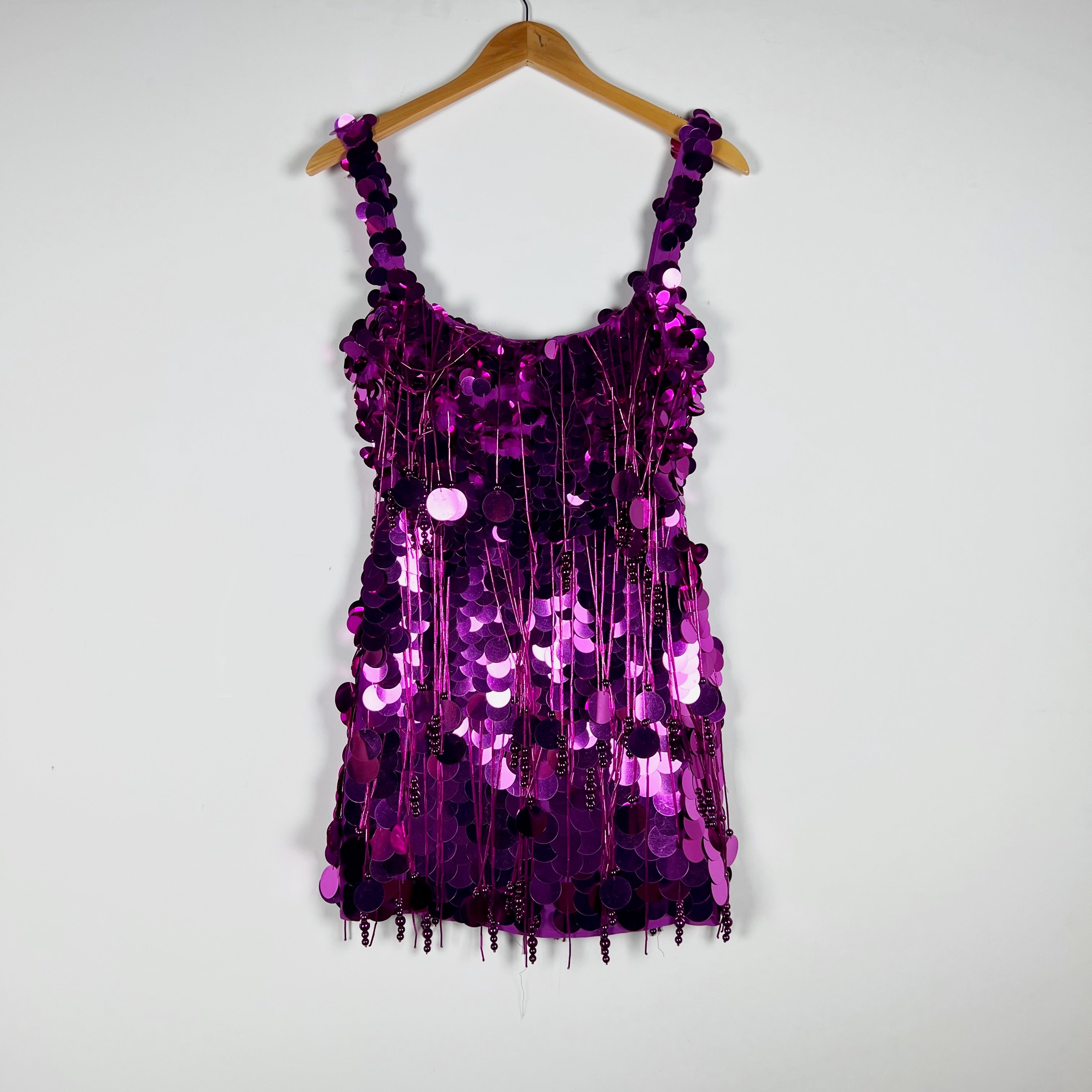 NEW ASOS Design Paillette Sequin Beaded Fringe Embellished Mini Party Dress 0