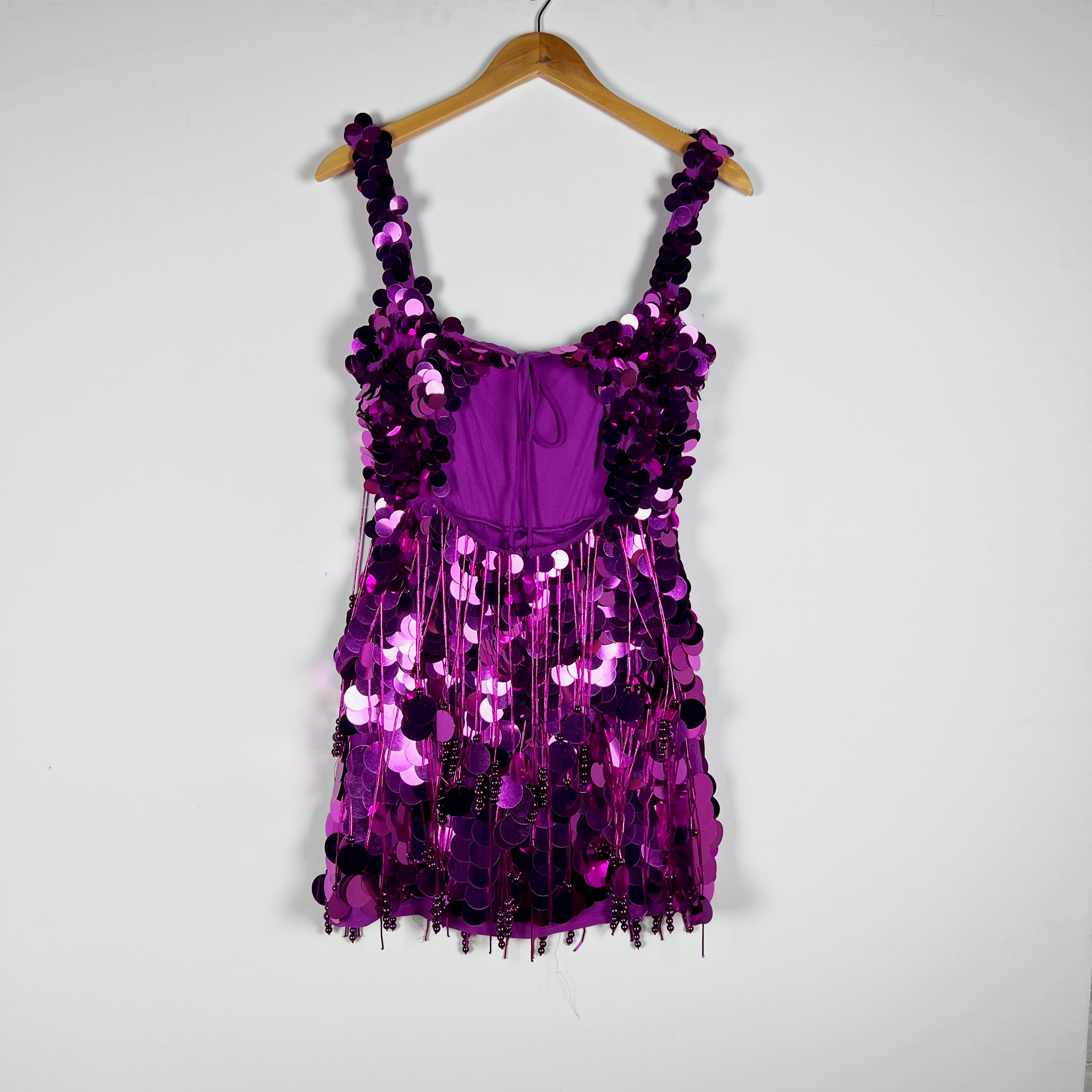 NEW ASOS Design Paillette Sequin Beaded Fringe Embellished Mini Party Dress 0