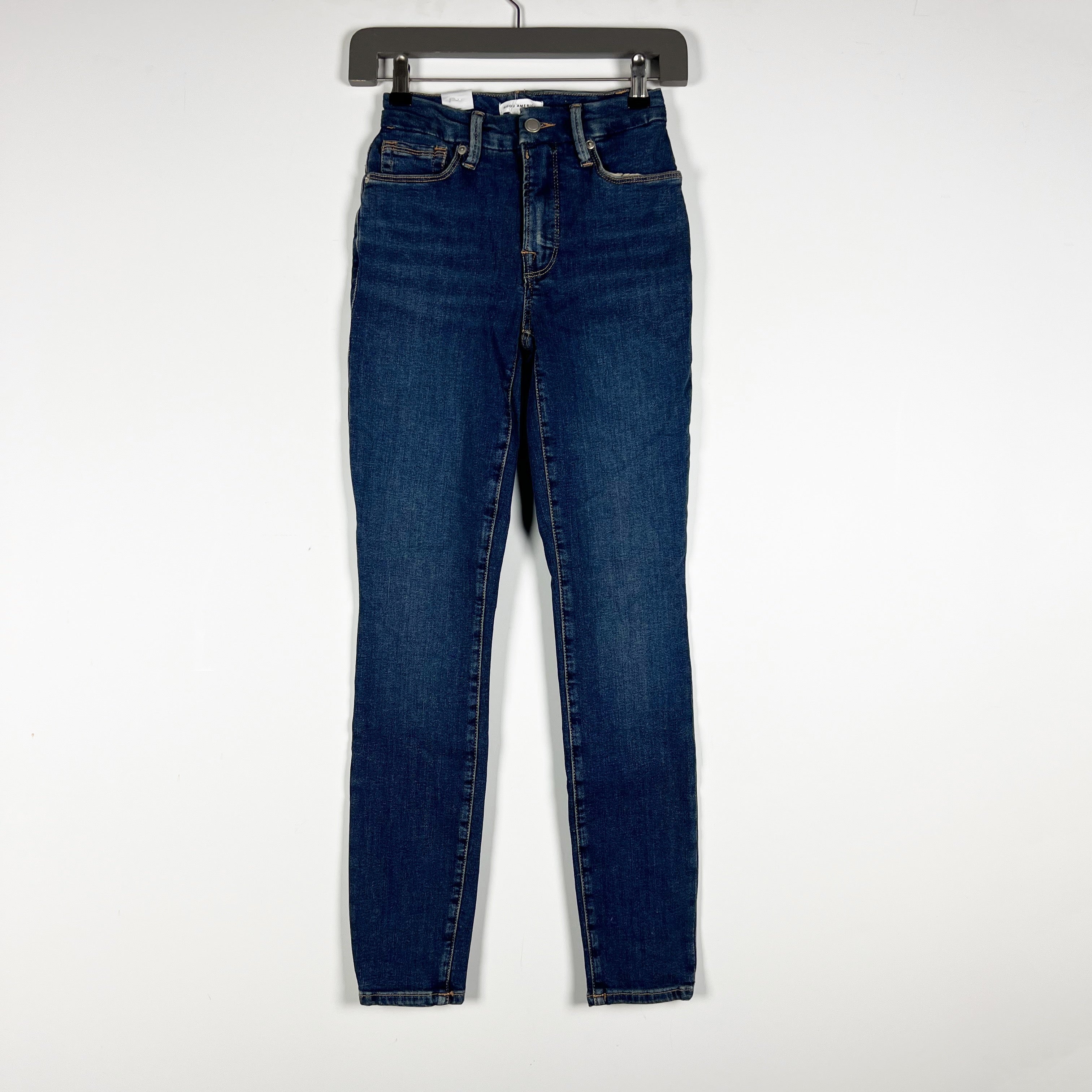 NEW Good American Good Legs Skinny Mid Rise Organic Cotton Stretch Denim Jeans