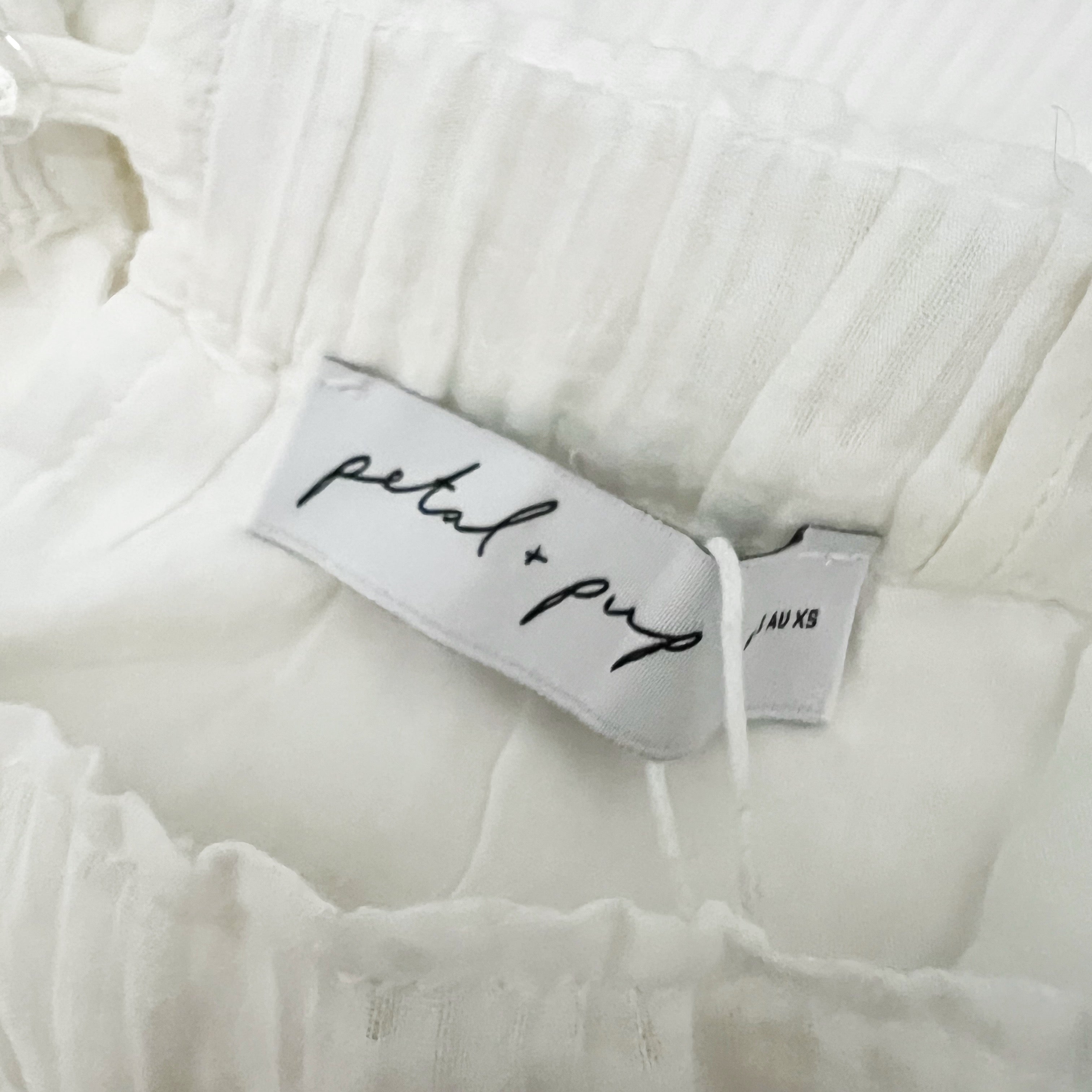 NEW Petal And Pup Harriette Cotton Ruffle Eyelet Tiered Midi Dress White XS