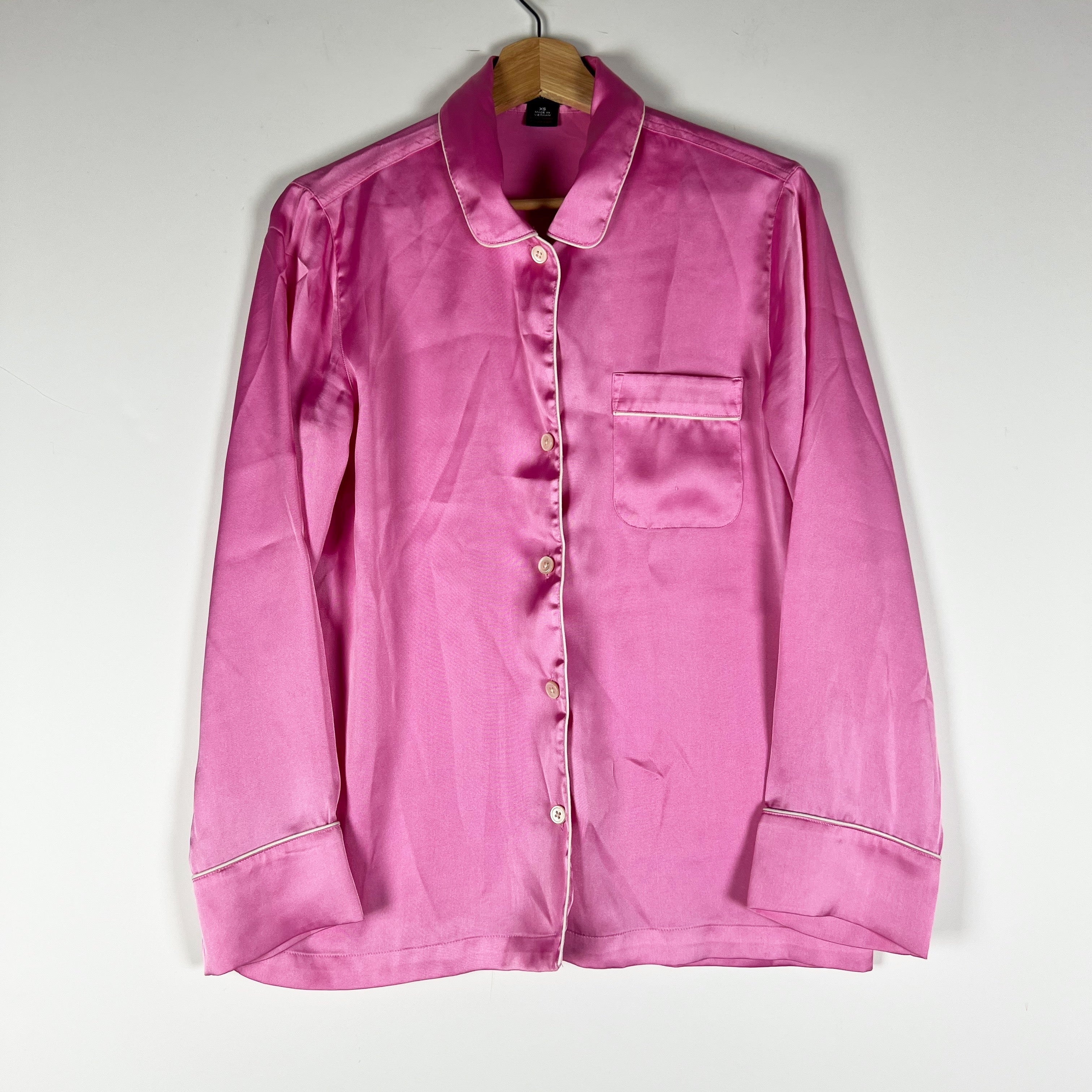 J. Crew Women's Drapey Long Sleeve Satin Collared Button Up Pajama Top Shirt XS