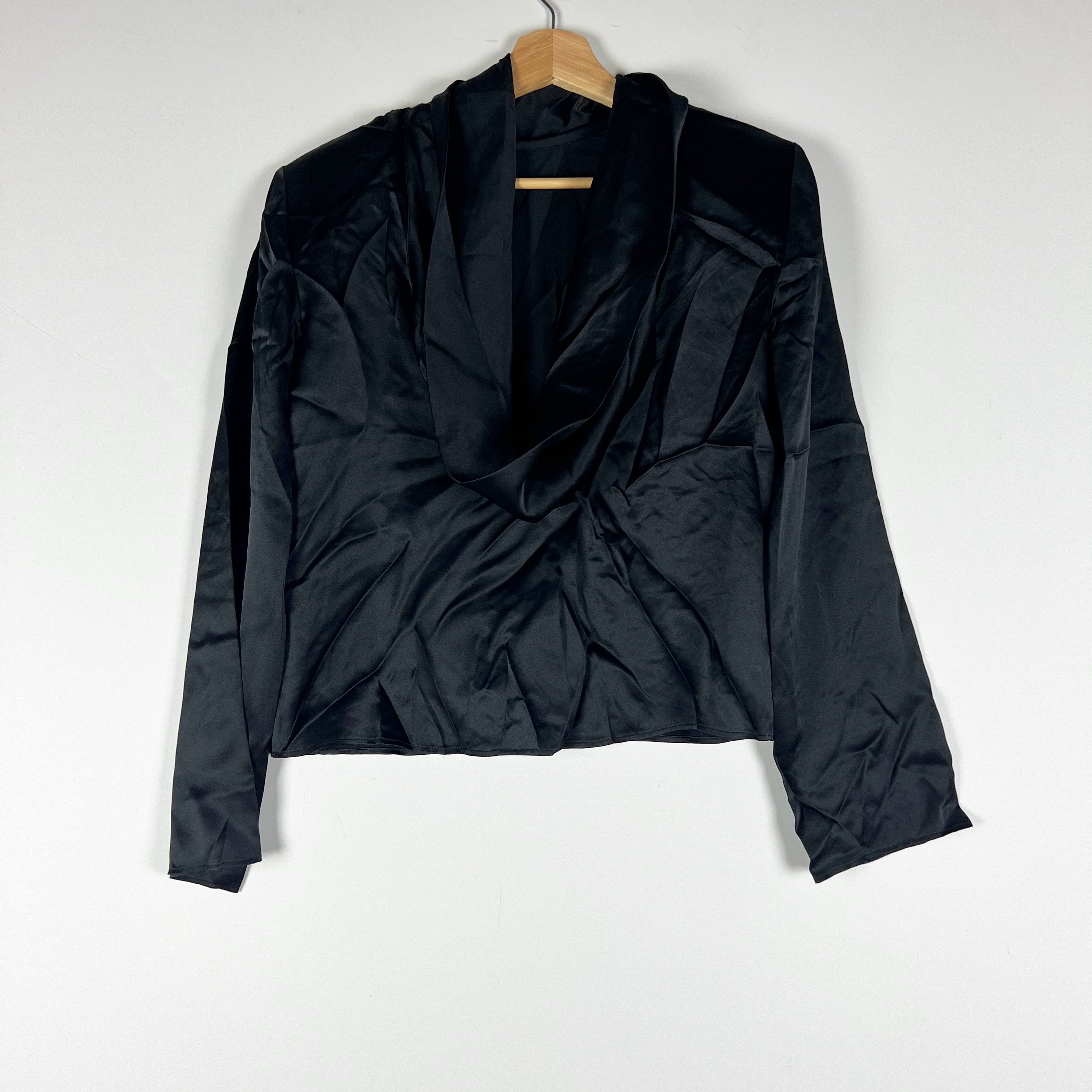 NEW Ann Taylor The Studio Collection Silk Satin Cowl Neck Long Sleeve Blouse Top