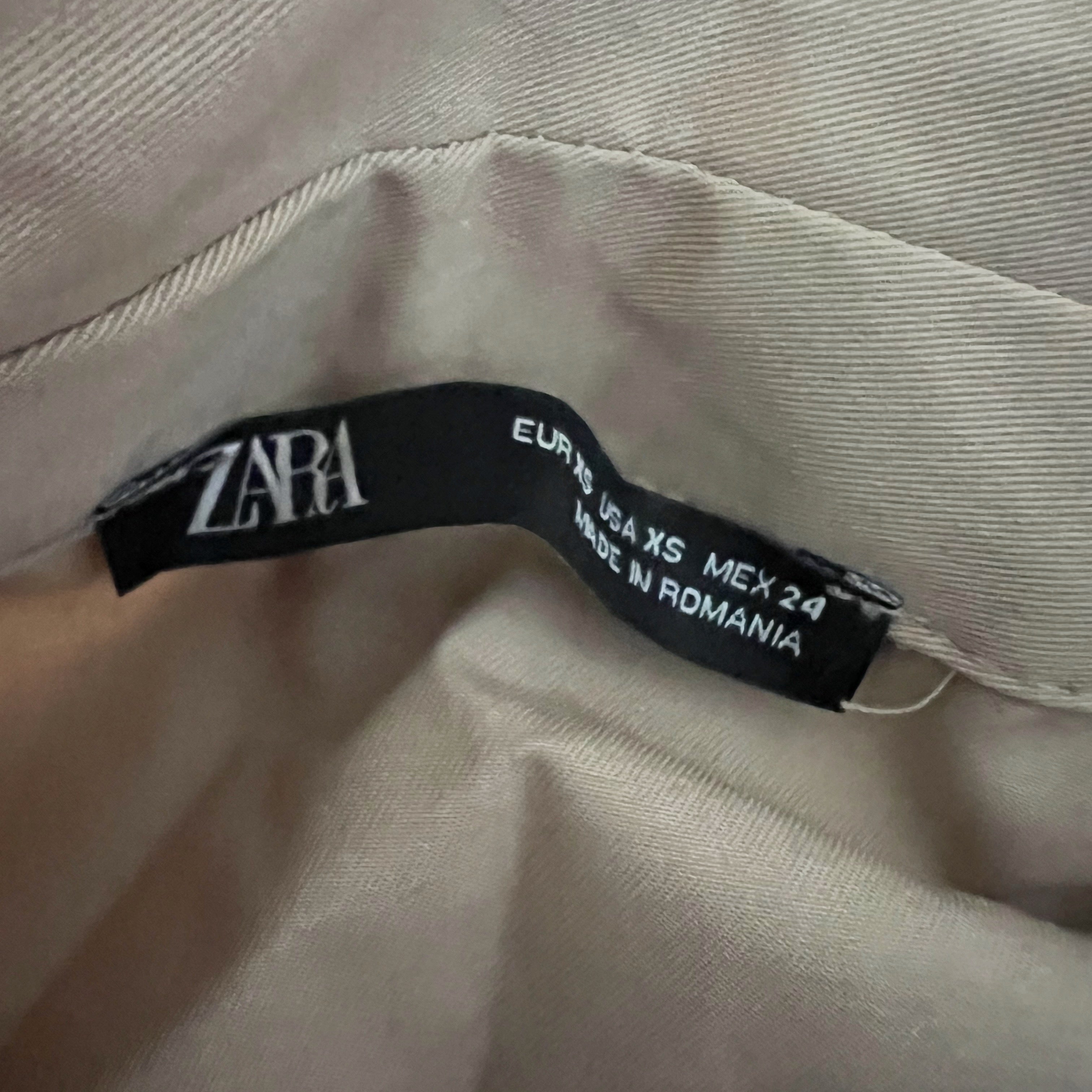 Zara Cotton Poplin Collared Snap Button Cinch Waist Jumpsuit Jumper Khaki XS