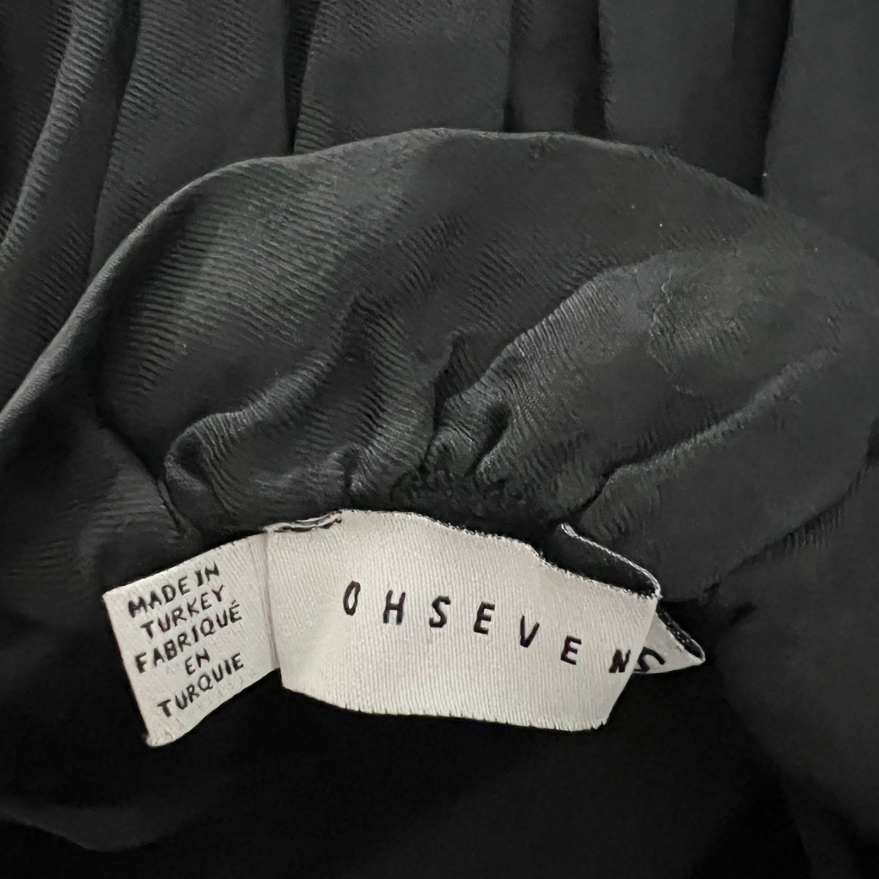 OhSevenDays Satin Ribbed Smocked Stretch Bodice Ruffle Tank Midi Dress Black XS